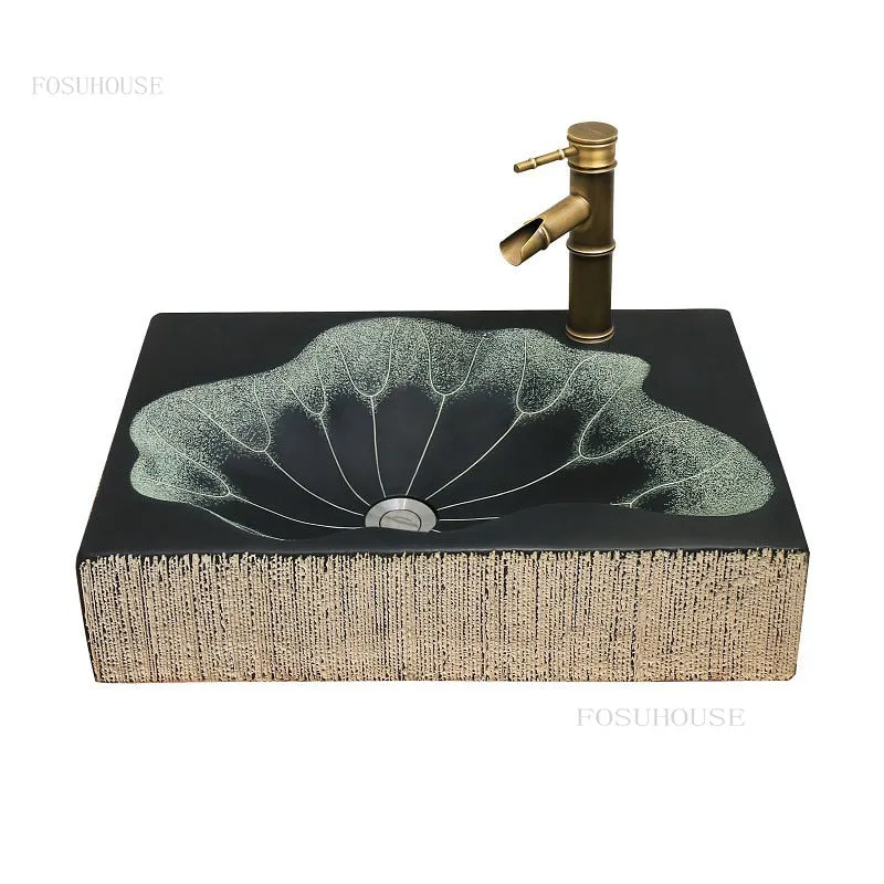 Creative Lotus Leaf Washbasins Above Counter Basin Bathroom Sinks