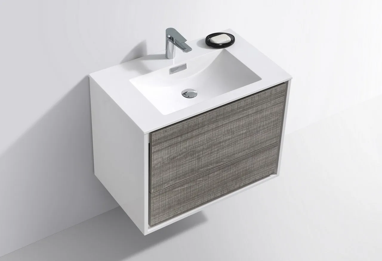 DL30HG, 30″ ASH GREY WALL MOUNT MODERN BATHROOM VANITY