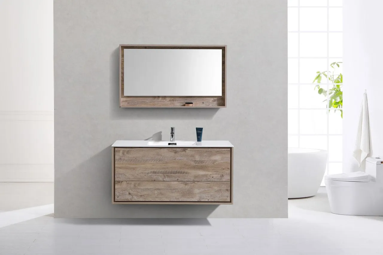 DL48NW, 48″ SINGLE SINK NATURE WOOD WALL MOUNT MODERN BATHROOM VANITY