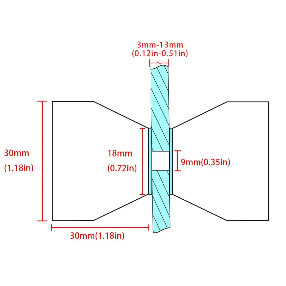 Double Sided Shower Glass Door Knob, Round SUS304 Brushed Nickel