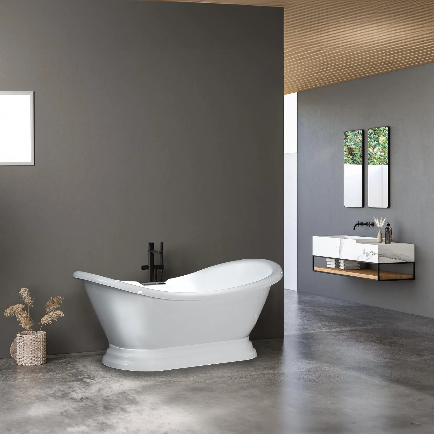 Dreamwerks 5.75 ft. Pedestal Bathtub in White