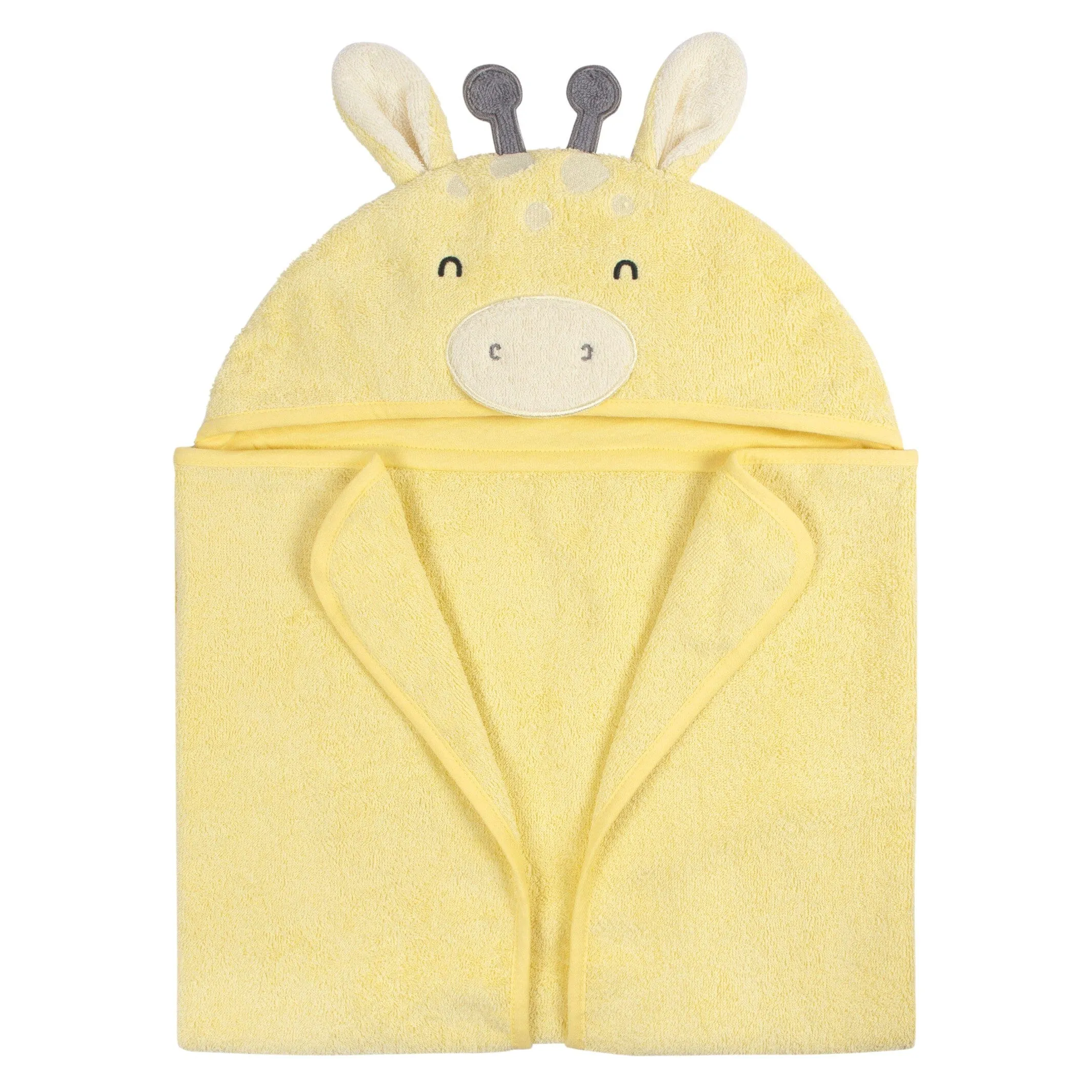 Embroidered 4-Piece Baby Neutral Yellow Giraffe Towel & Washcloths Set