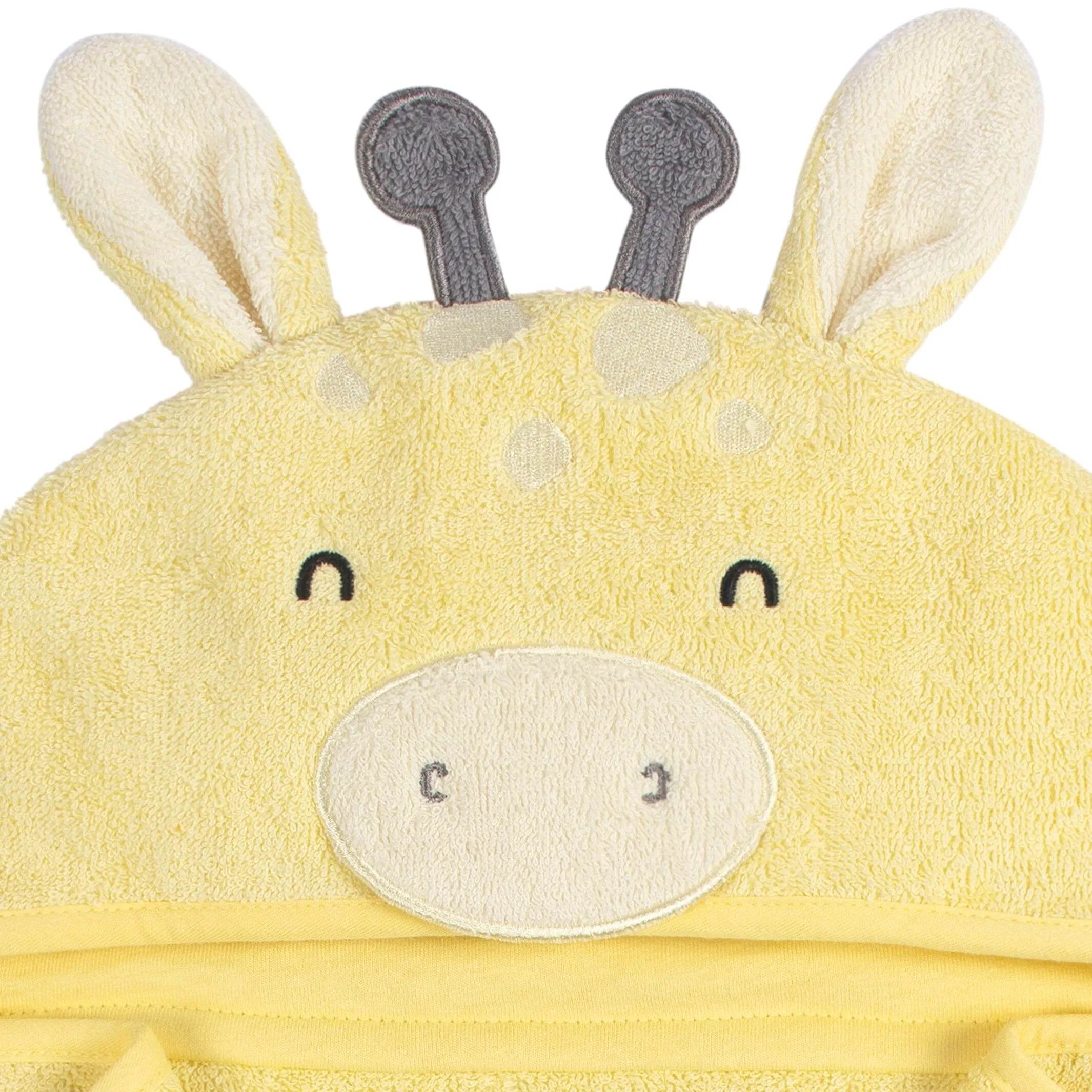 Embroidered 4-Piece Baby Neutral Yellow Giraffe Towel & Washcloths Set