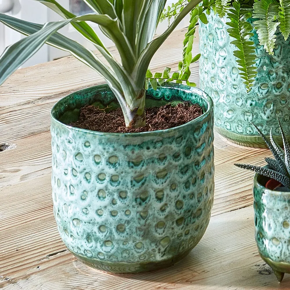 Emerald Reactive Glaze Indoor Ceramic 18cm Pot