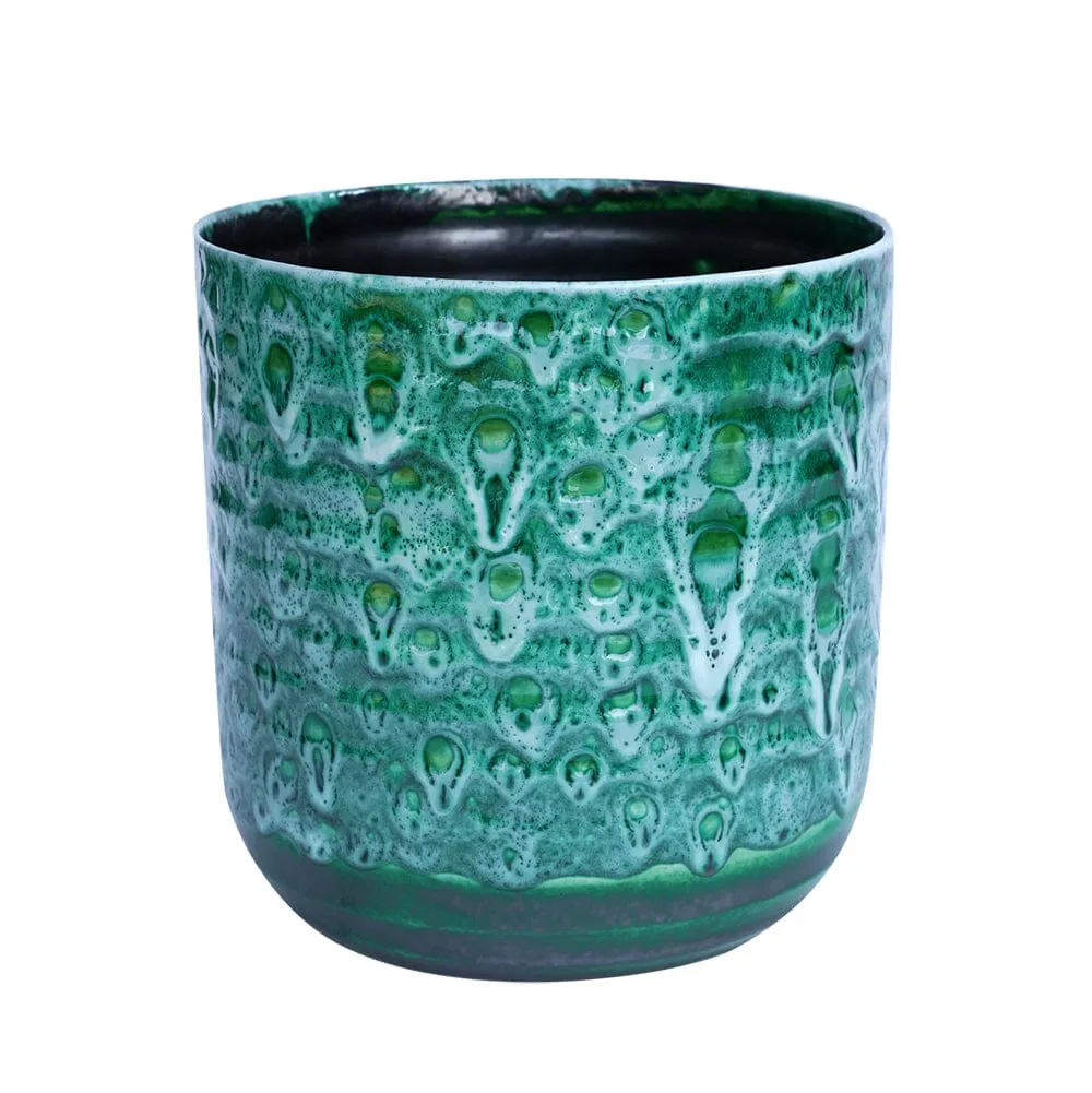 Emerald Reactive Glaze Indoor Ceramic 18cm Pot