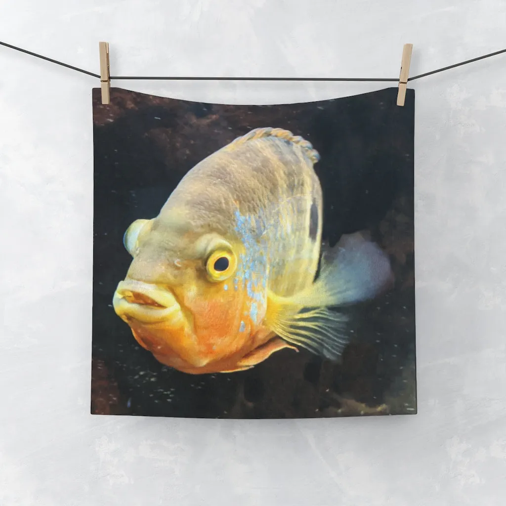 Grey and Orange Fish Face Towel