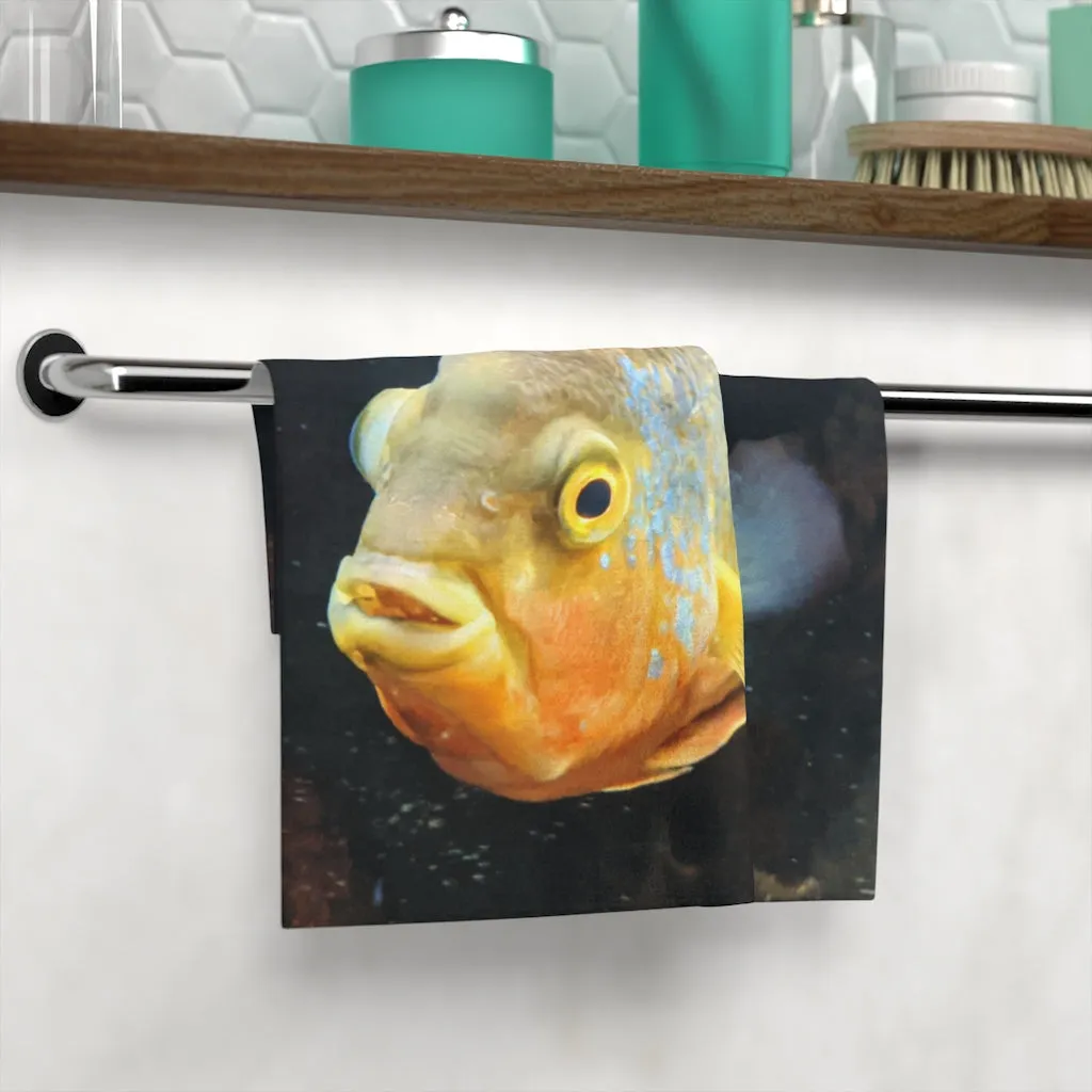 Grey and Orange Fish Face Towel