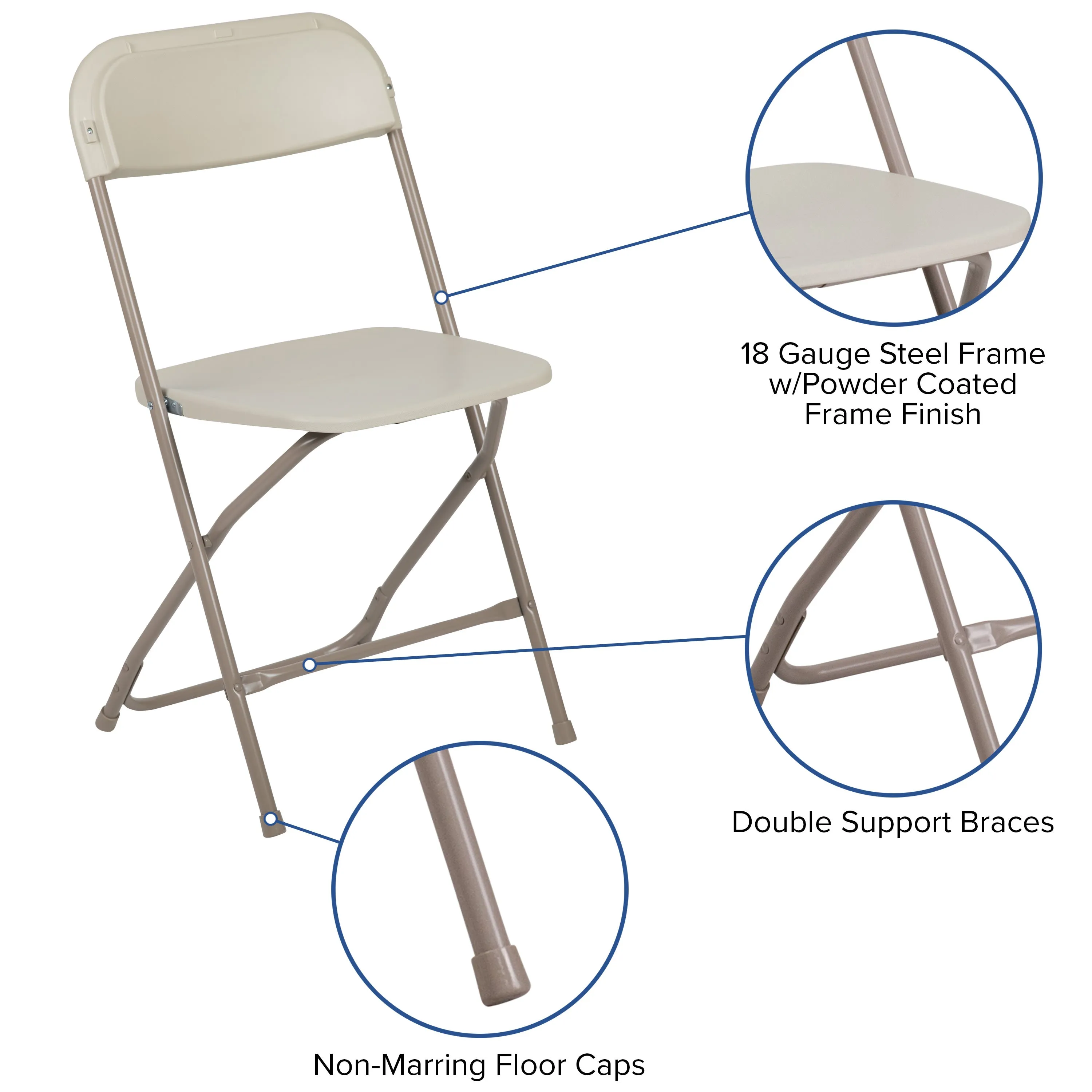 Hercules Series Plastic Folding Chair - 650LB Weight Capacity