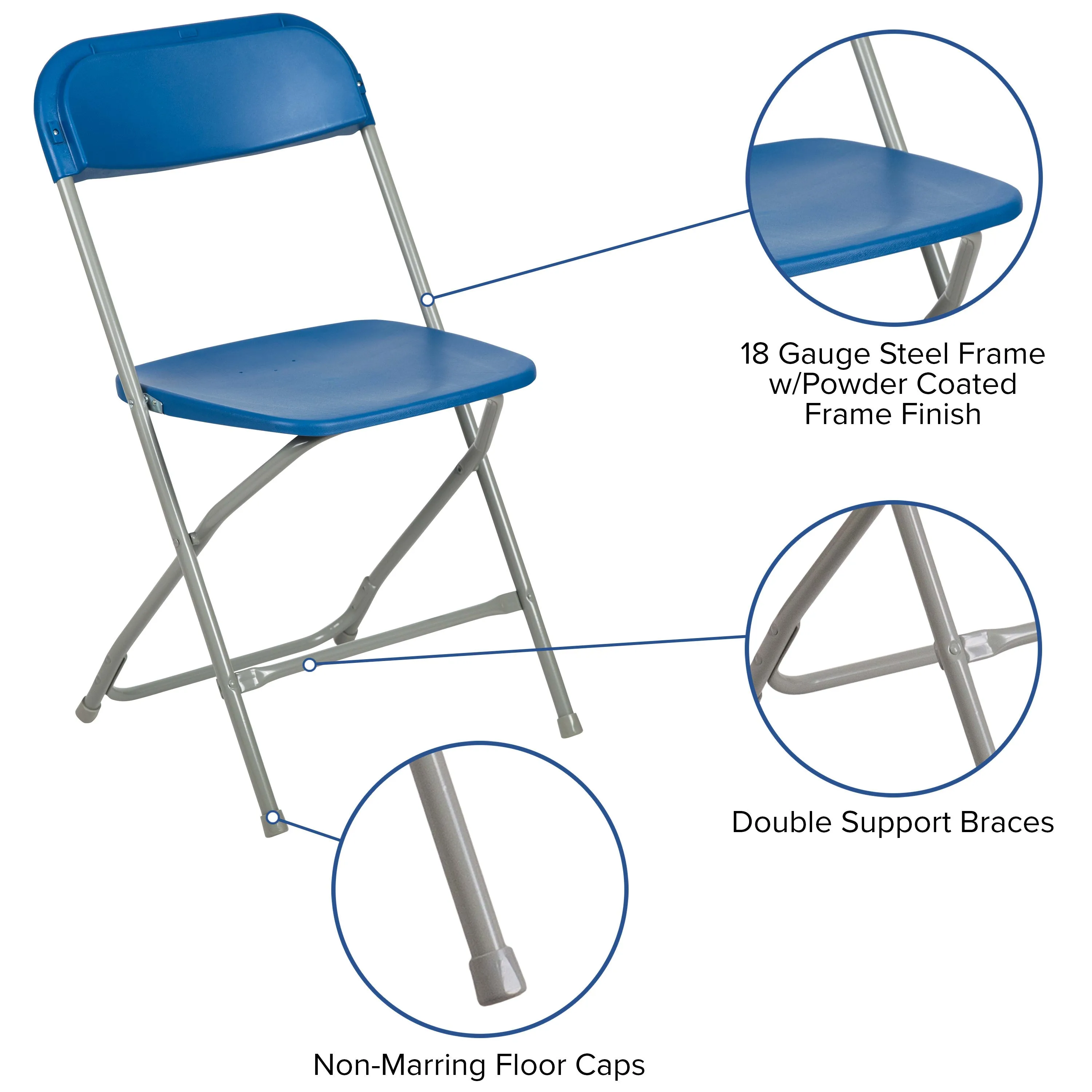 Hercules Series Plastic Folding Chair - 650LB Weight Capacity