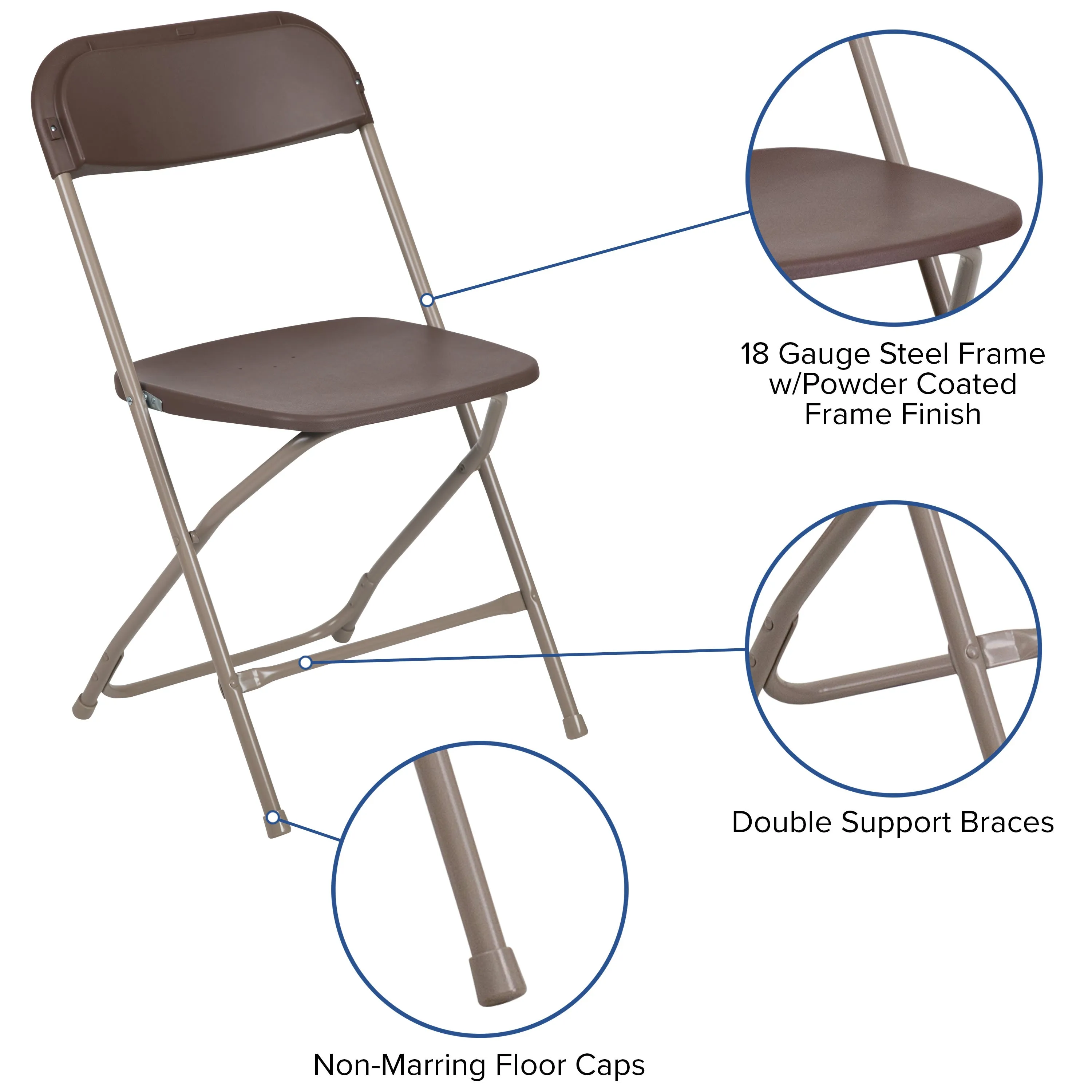 Hercules Series Plastic Folding Chair - 650LB Weight Capacity