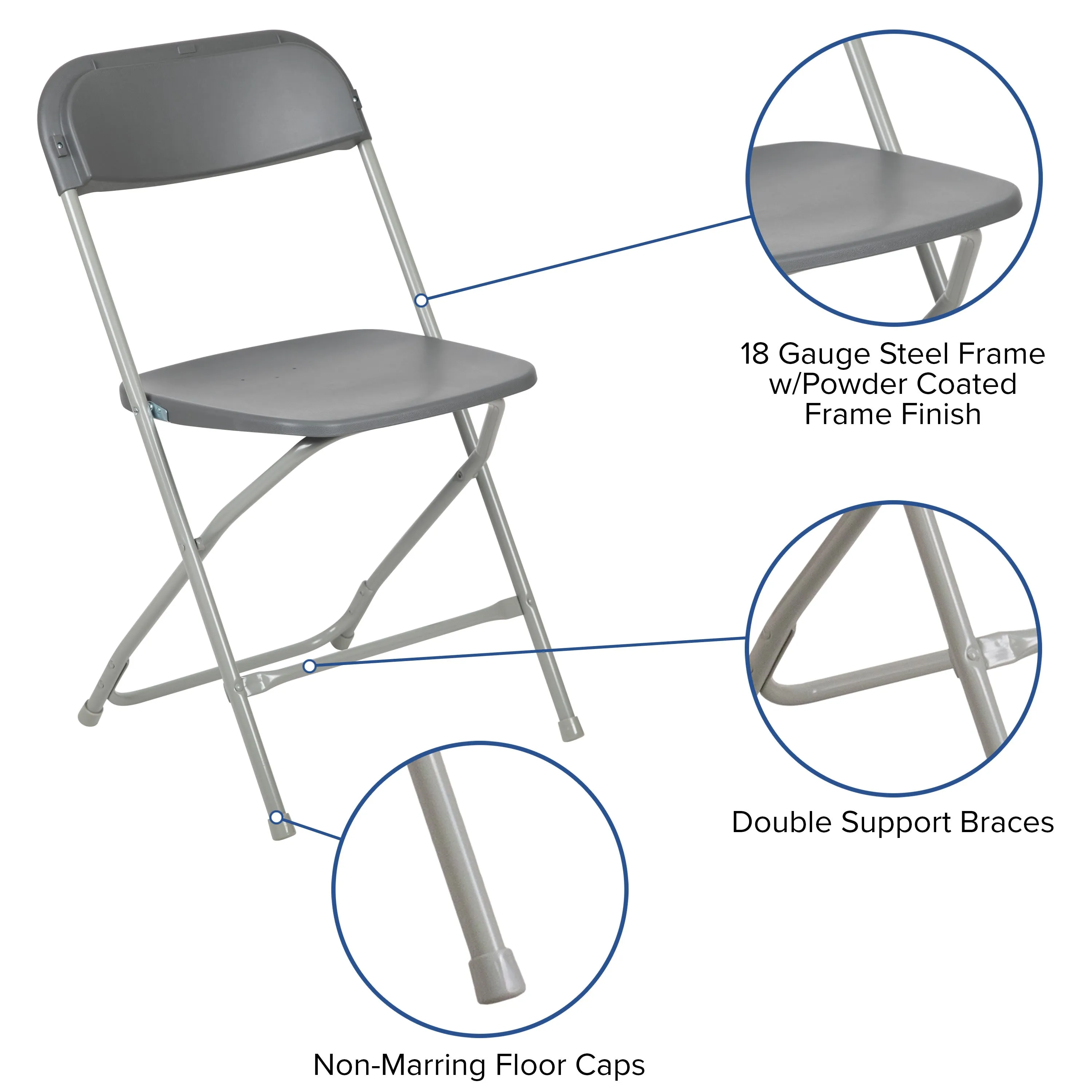 Hercules Series Plastic Folding Chair - 650LB Weight Capacity