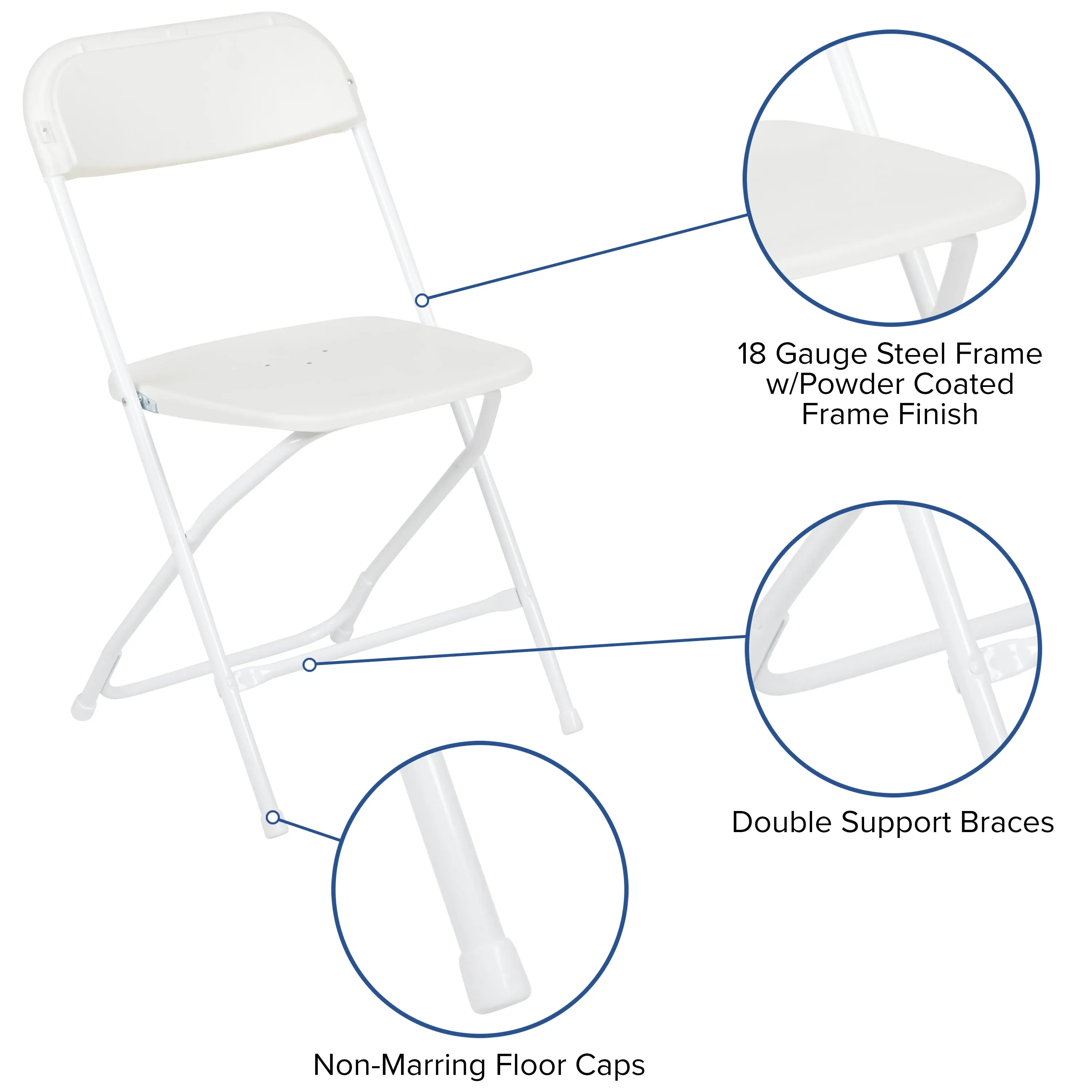 Hercules Series Plastic Folding Chair - 650LB Weight Capacity