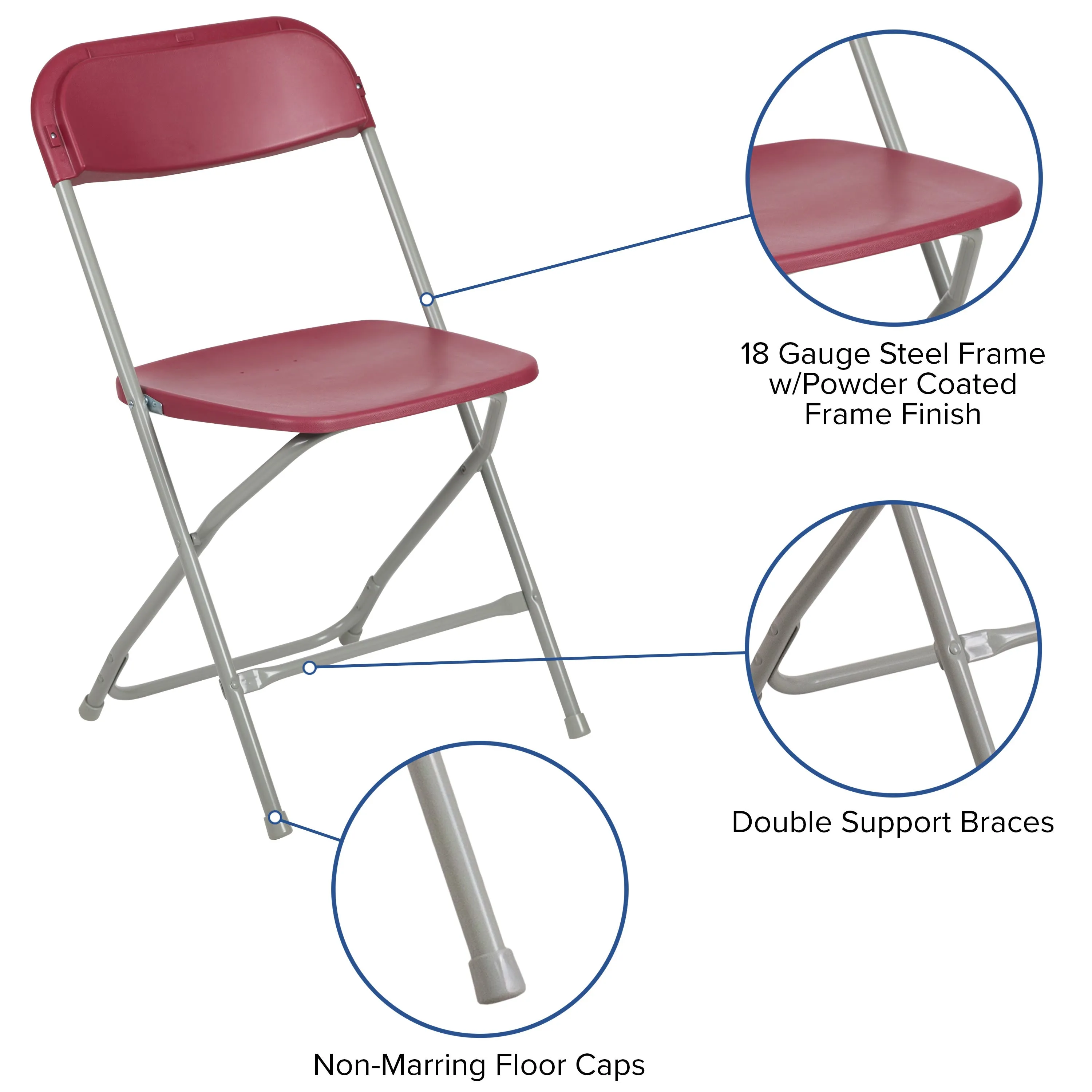 Hercules Series Plastic Folding Chair - 650LB Weight Capacity