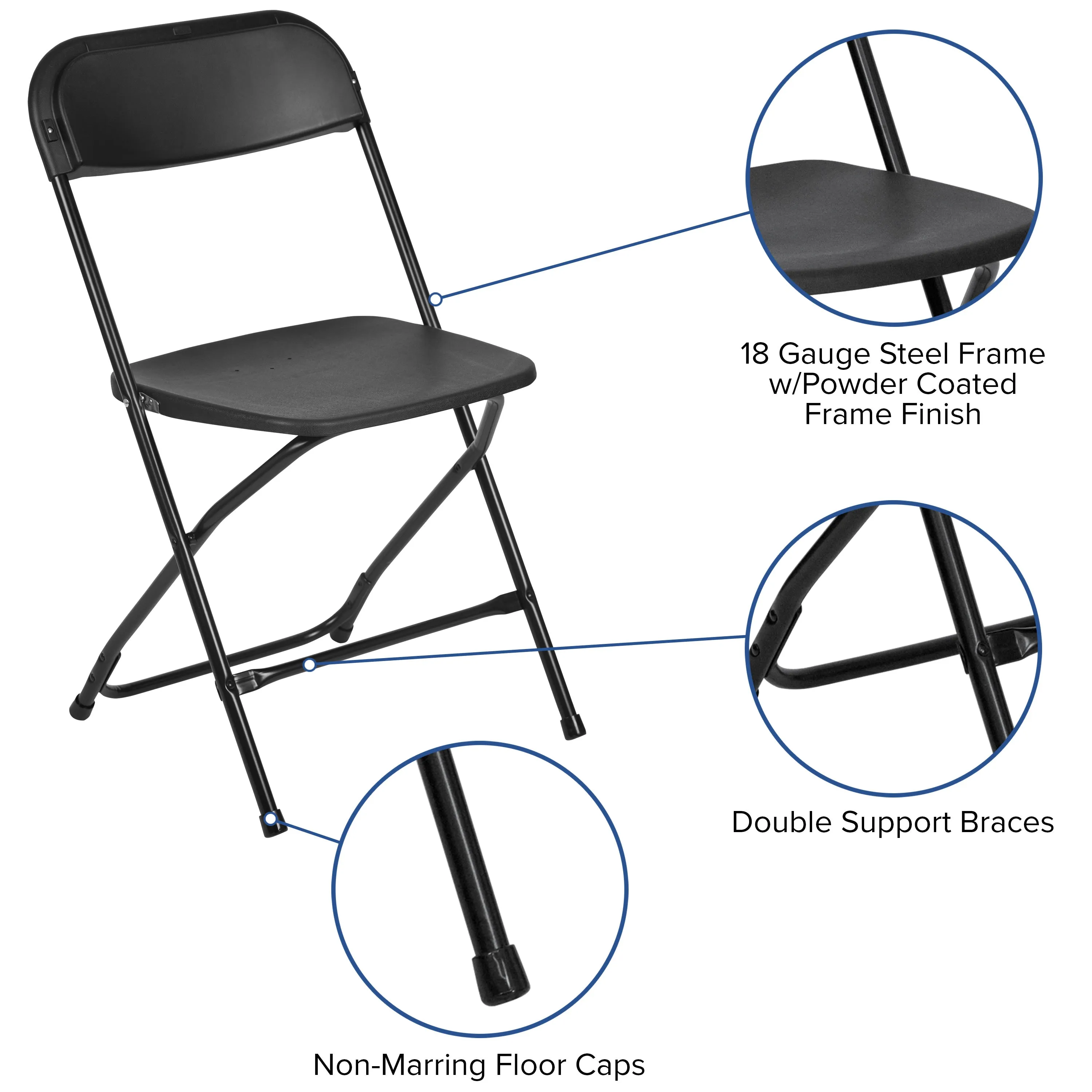 Hercules Series Plastic Folding Chair - 650LB Weight Capacity