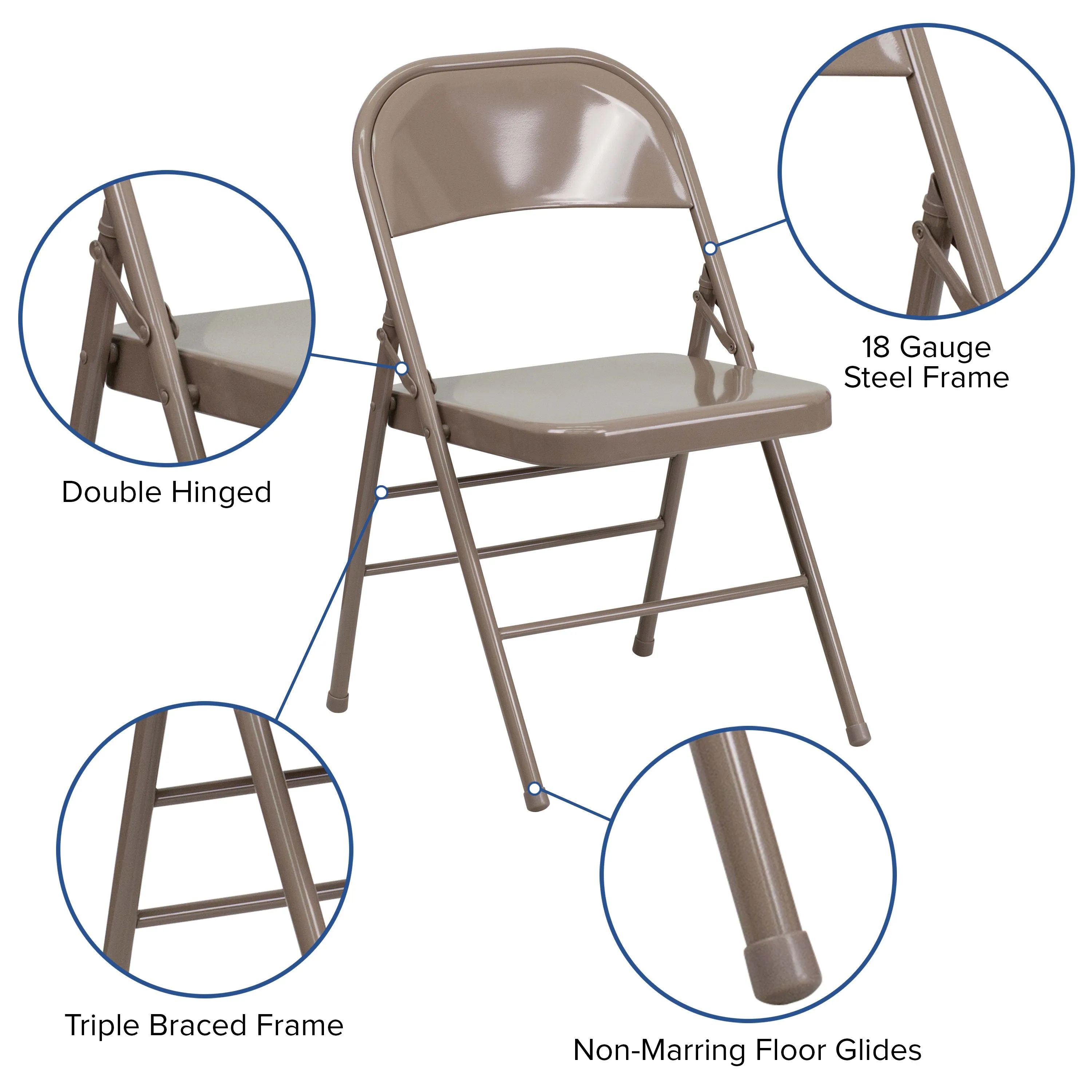 HERCULES Series Triple Braced & Double Hinged Metal Folding Chair