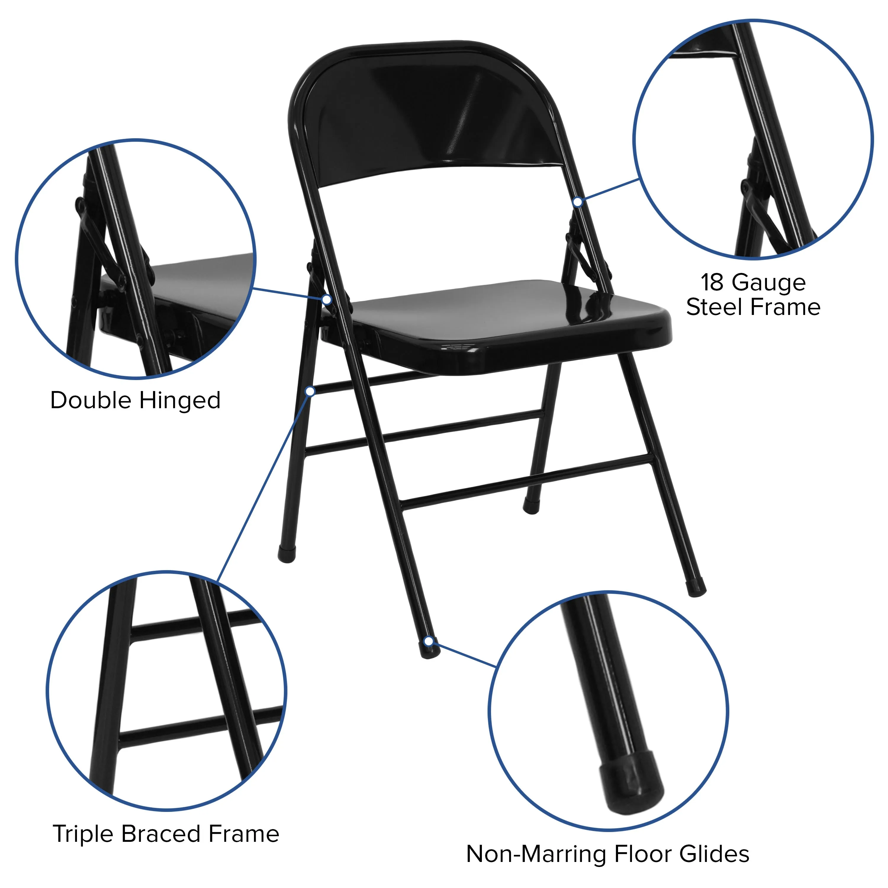 HERCULES Series Triple Braced & Double Hinged Metal Folding Chair