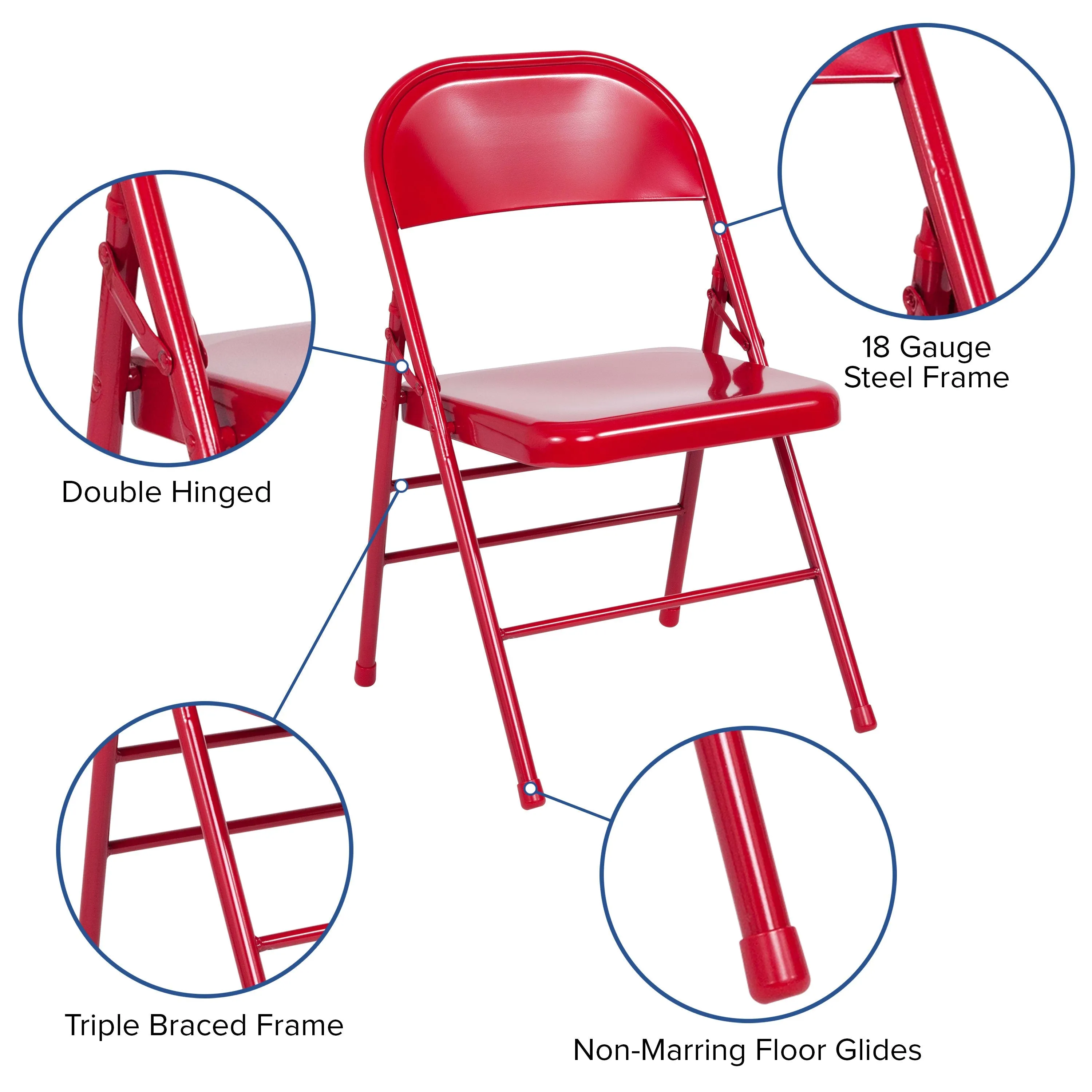 HERCULES Series Triple Braced & Double Hinged Metal Folding Chair