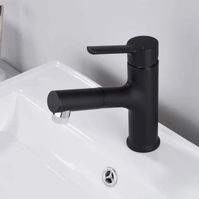 Homelody Black Bathroom Tap with 2 Jet Types with Pull-Out Shower Mixer Tap Wash Basin Mixer Tap