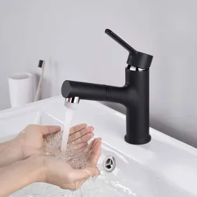 Homelody Black Bathroom Tap with 2 Jet Types with Pull-Out Shower Mixer Tap Wash Basin Mixer Tap