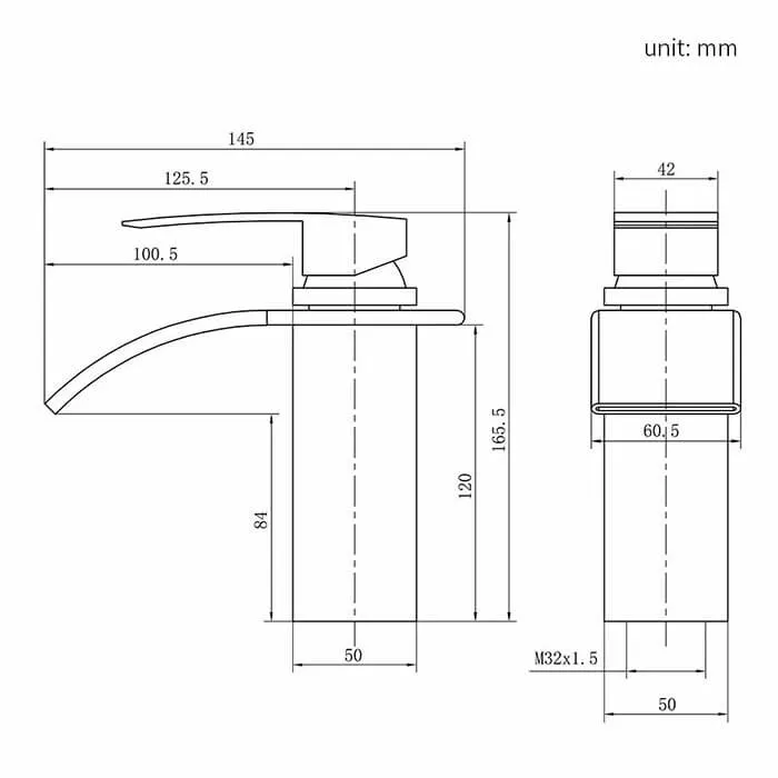 Homelody high end Single-lever waterfall Basin Faucet for Bathroom