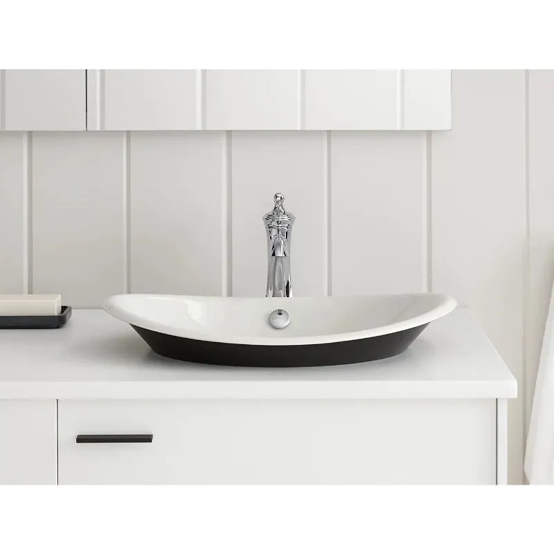 Iron Plains Oval Wading Pool 14.25" x 20.75" x 6.69" Enameled Cast Iron Vessel Bathroom Sink in White