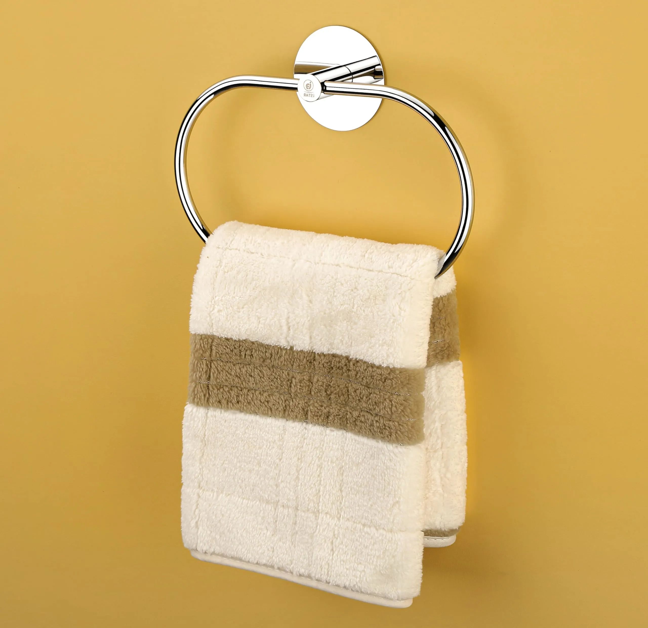 iSTAR Self Adhesive Ovel Towel Ring Stainless Steel Napkin Towel Hanger for Washbasin Anti Rust Strong Sticker Towel Holder for Bathroom Napkin Holder,Bathroom Accessories