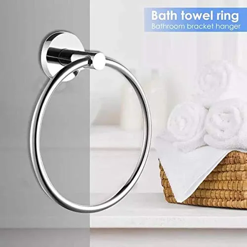 iSTAR Stainless Steel 304 Grade Chrome Finished Round Napkin Ring/Towel Ring/Napkin Holder/Towel Hanger/Towel Holder for Bathroom/Kitchen/Wash Basin (Silver)