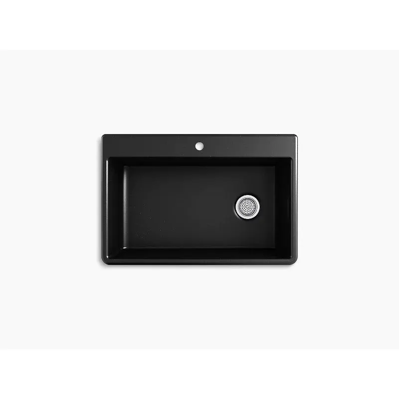 Kennon 22" x 33" x 10.13" Neoroc Single Basin Dual-Mount Kitchen Sink in Matte Black