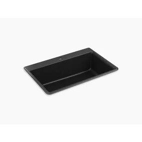 Kennon 22" x 33" x 10.13" Neoroc Single Basin Dual-Mount Kitchen Sink in Matte Black