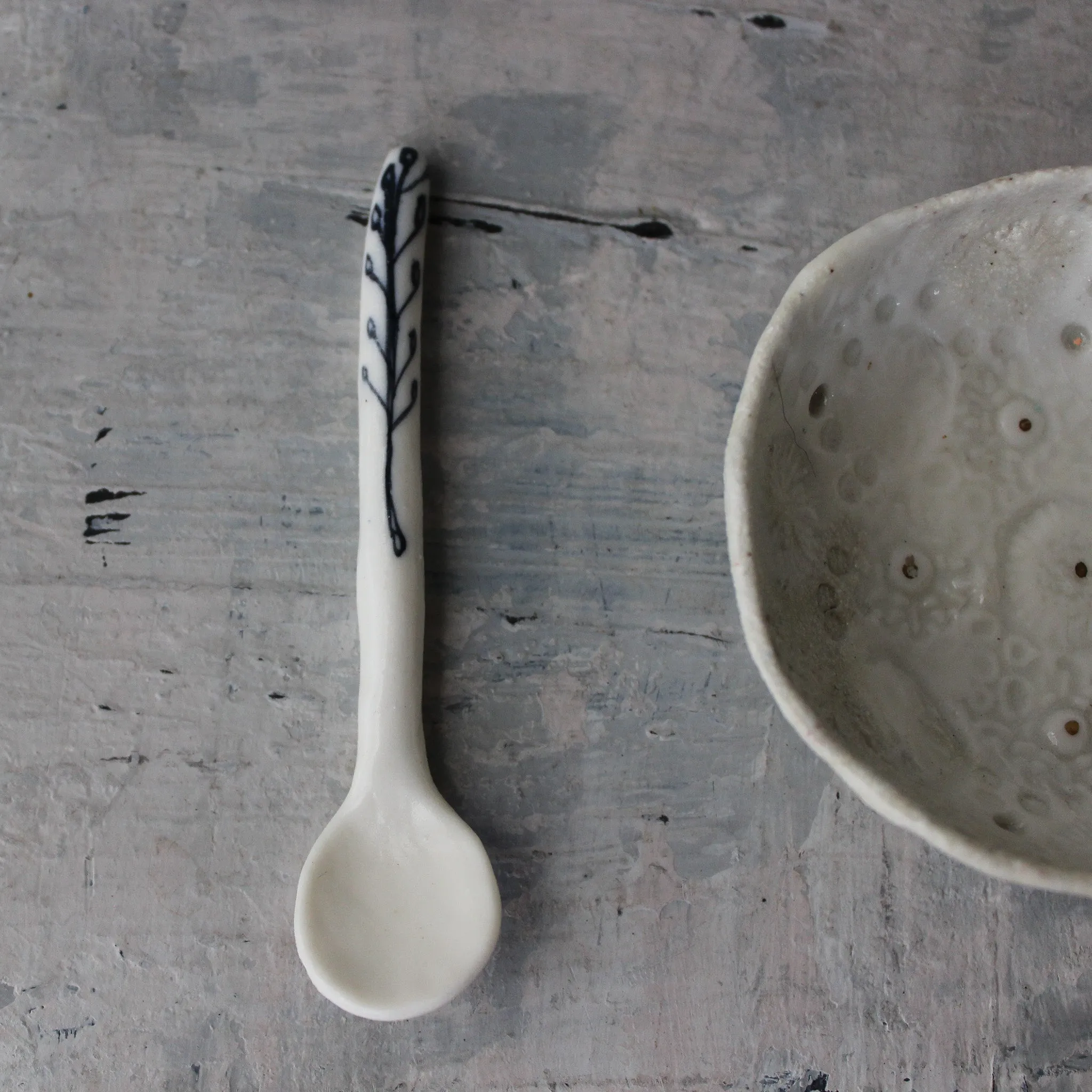 Little Porcelain Spoons Painted Detail