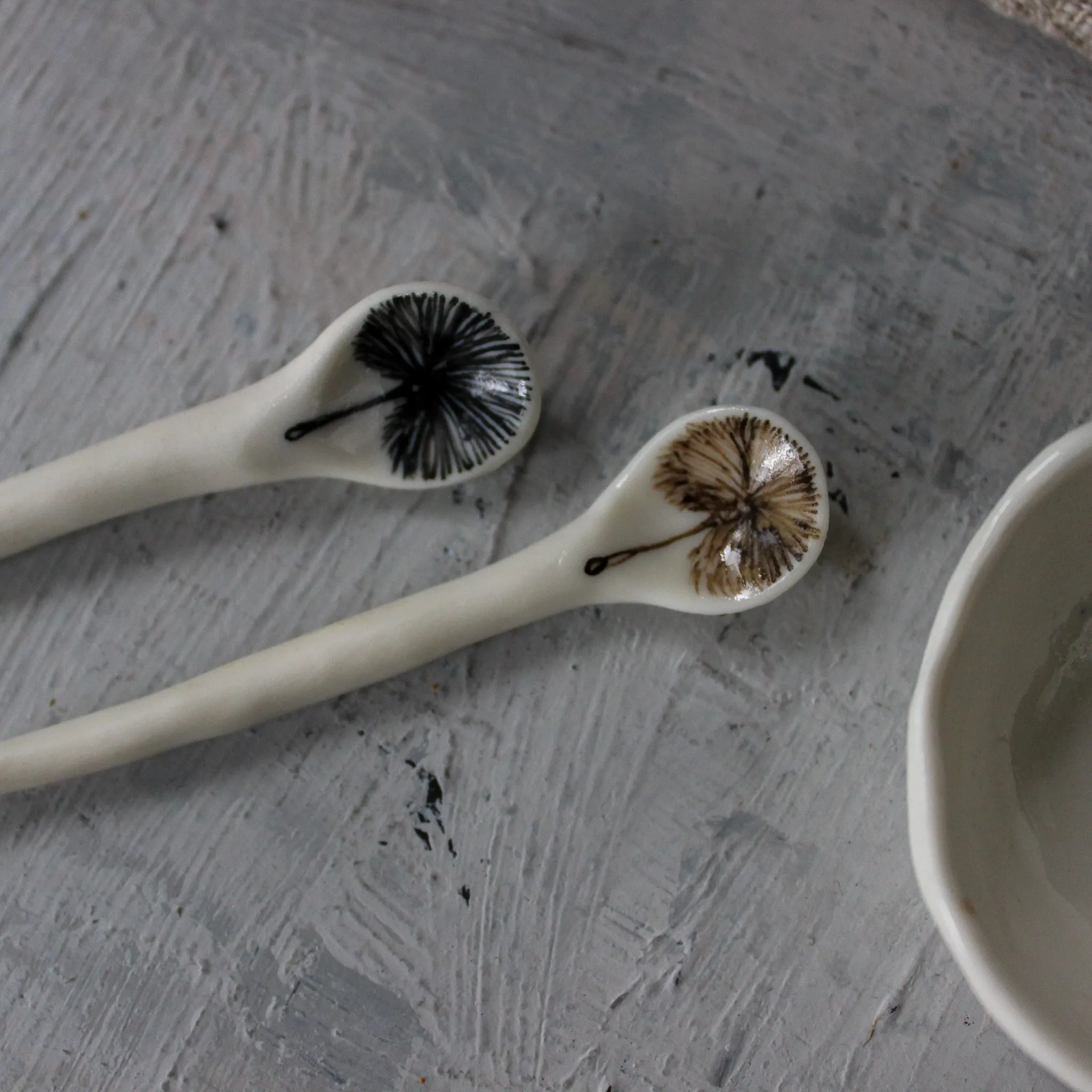 Little Porcelain Spoons Painted Detail