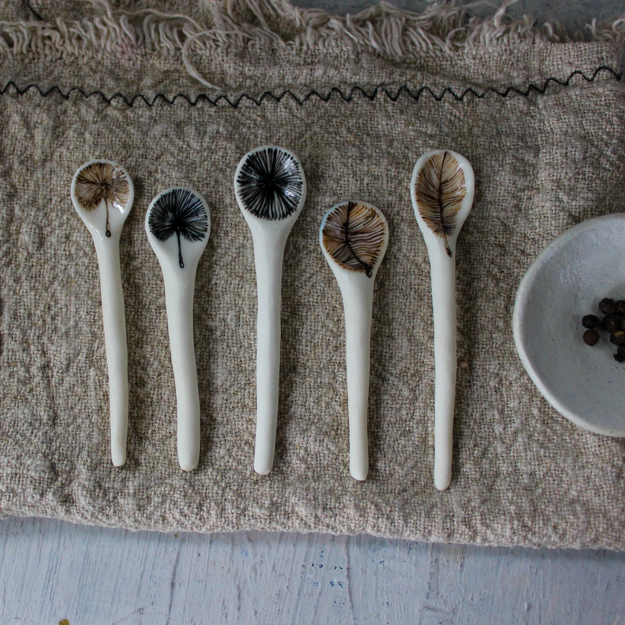 Little Porcelain Spoons Painted Detail