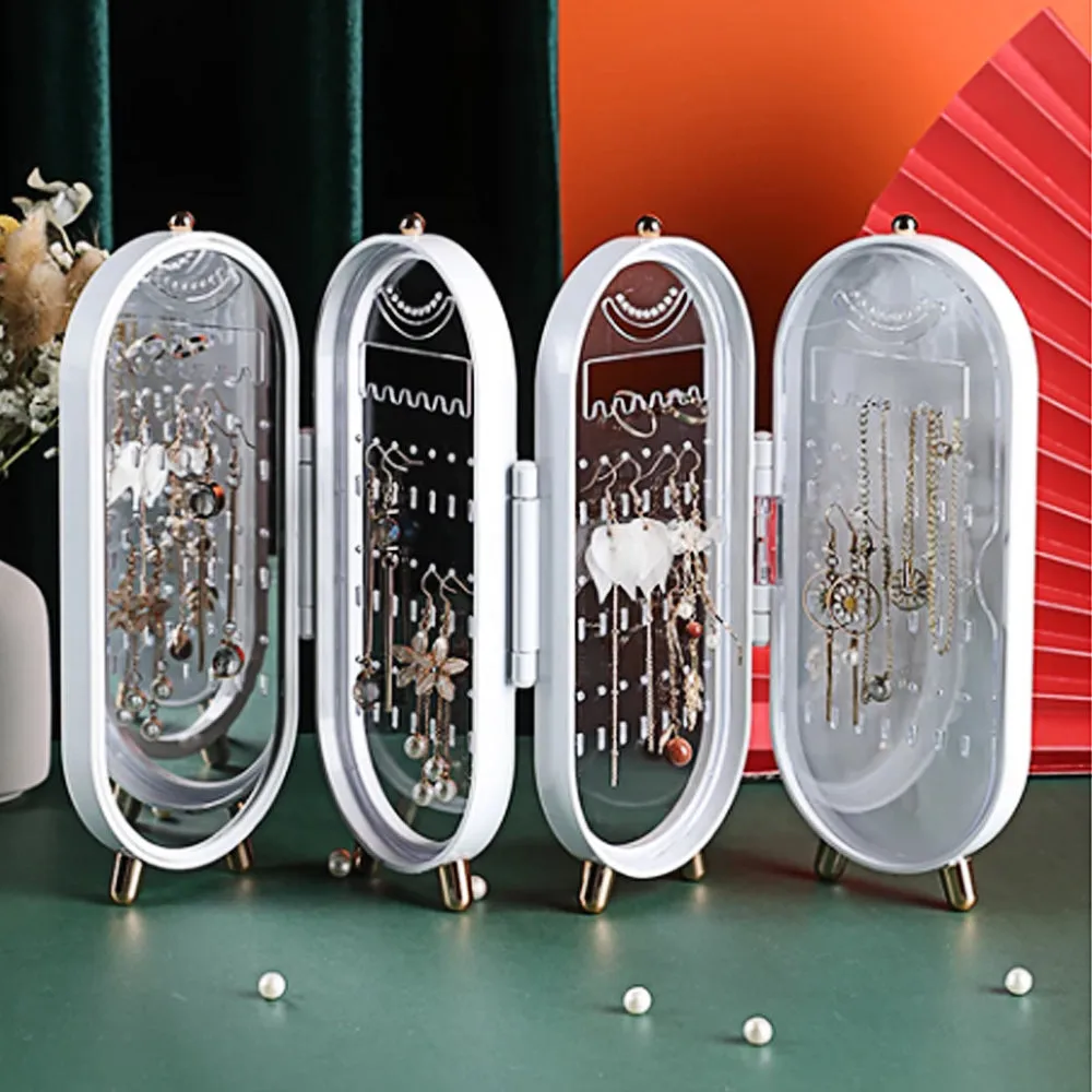 Luxury Retro Foldable Jewelry Storage Box with Mirror