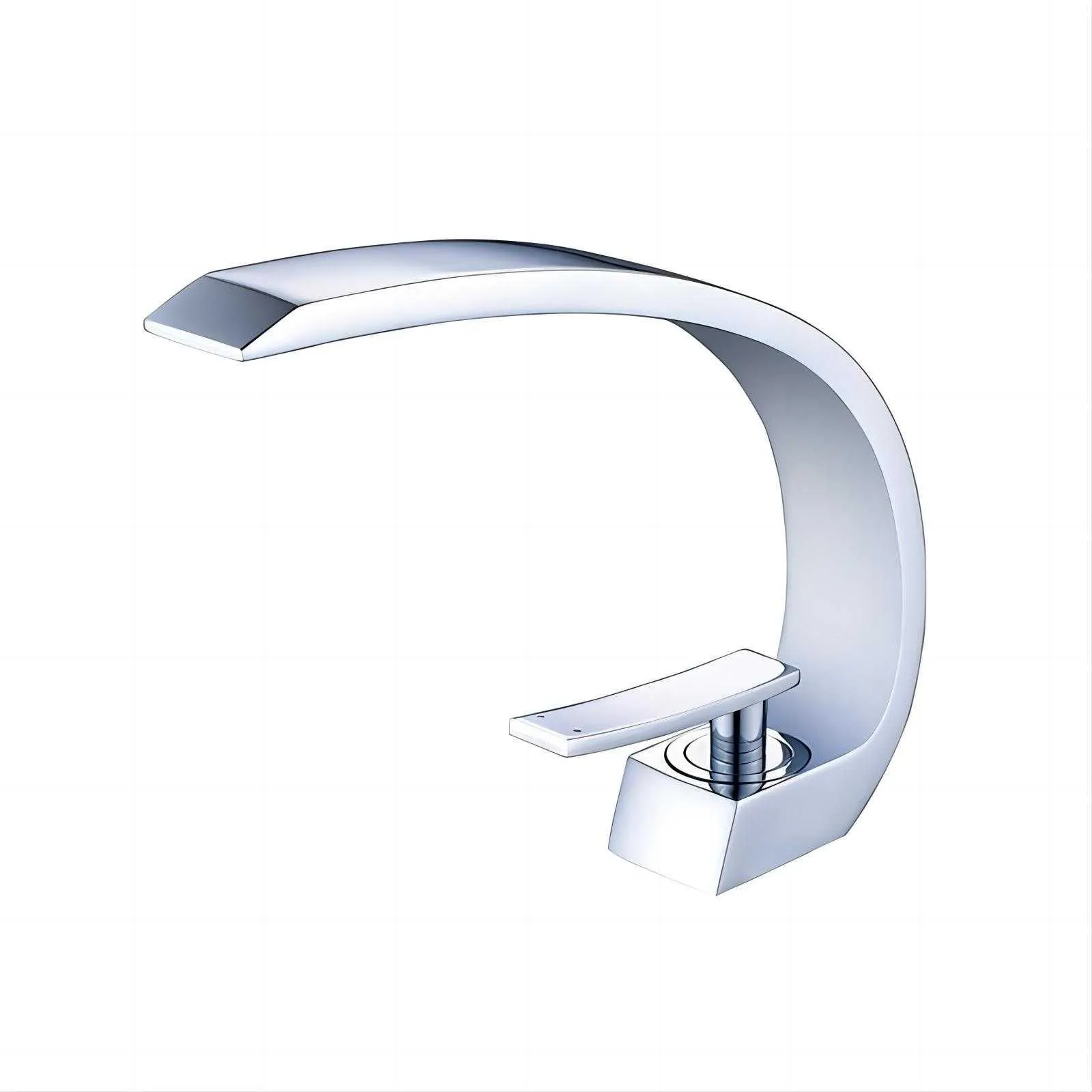 Modern Geometric Shape Single Hole Bathroom Sink Faucet, Brass