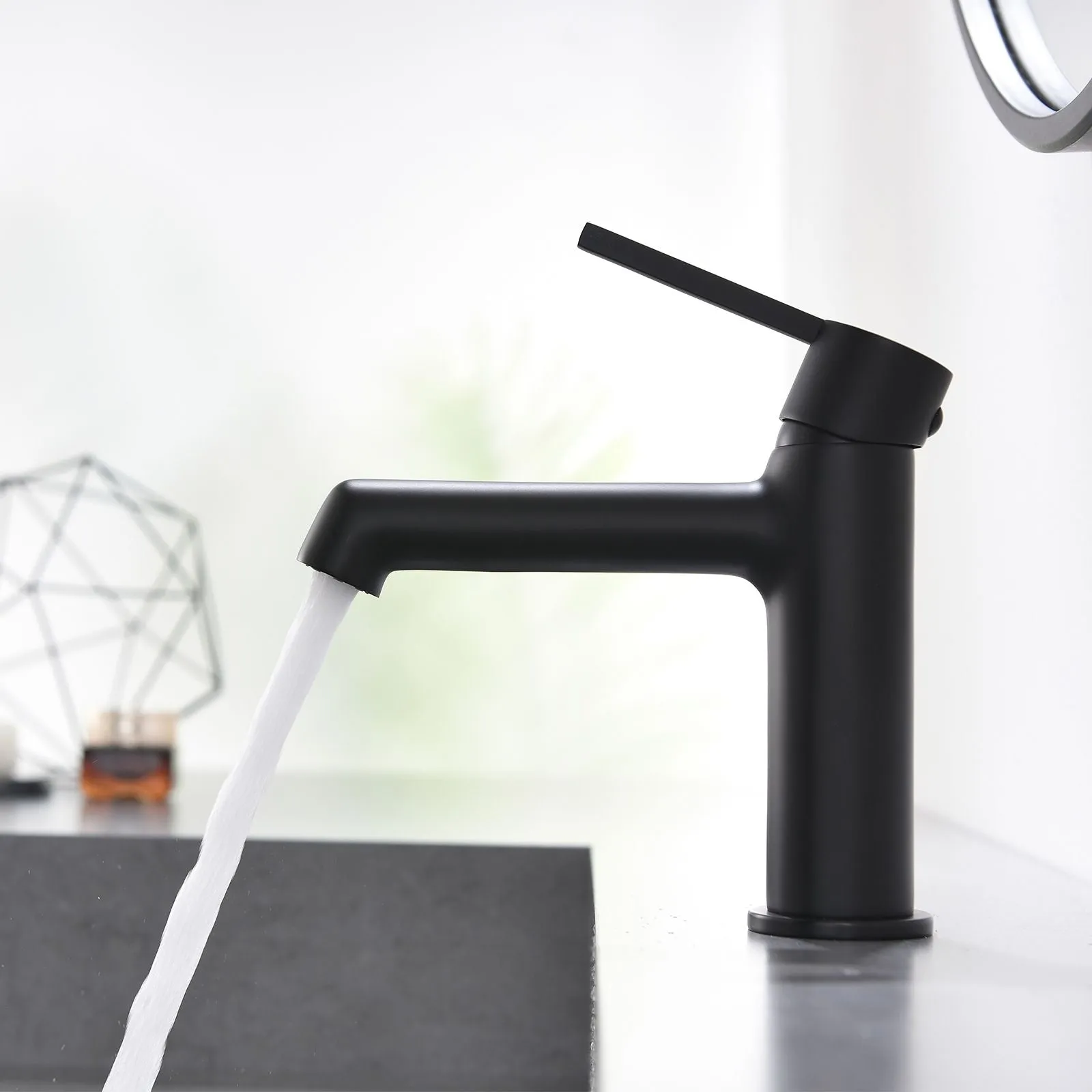 Modern Geometric Sink Faucet with Slim Handle & Extended Spout