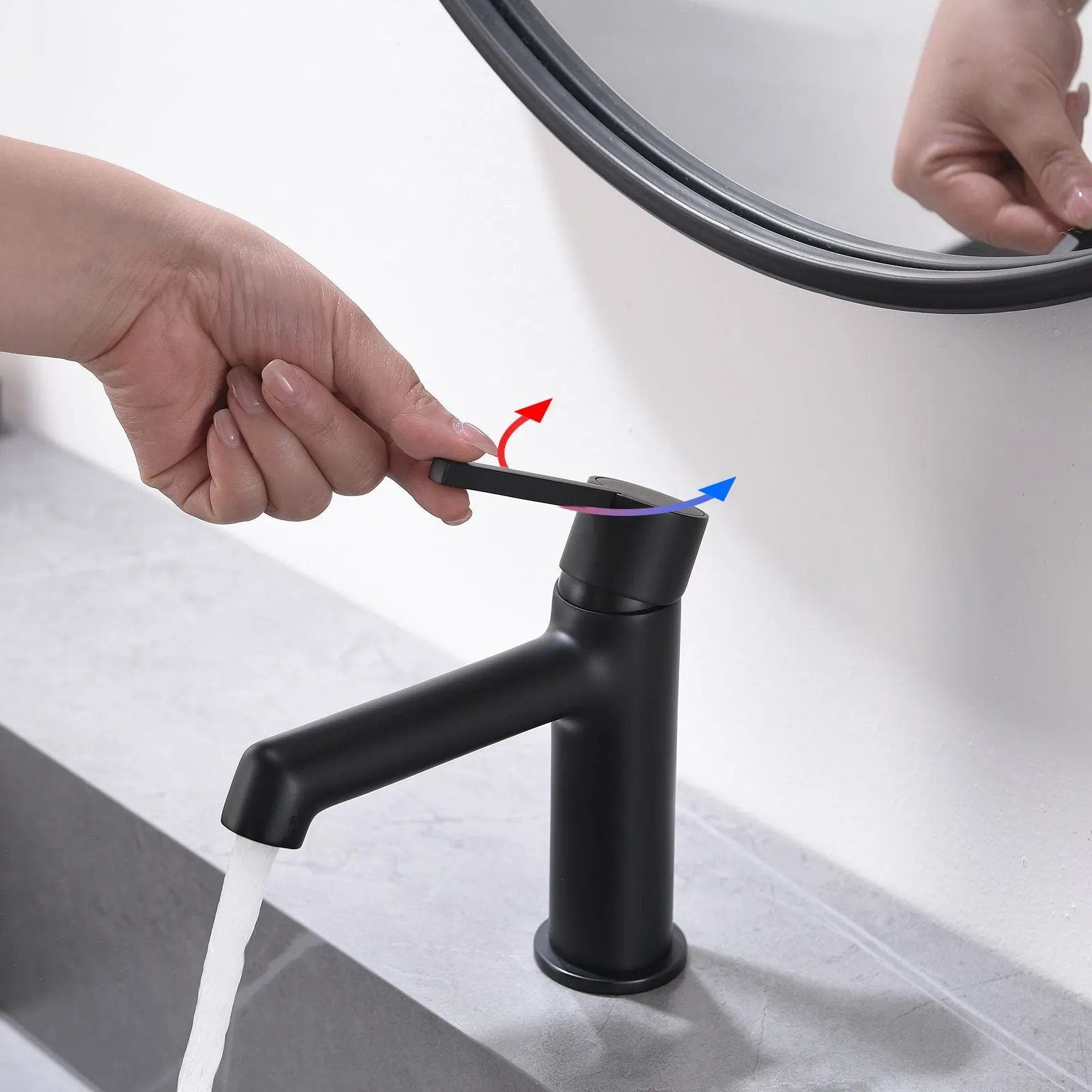 Modern Geometric Sink Faucet with Slim Handle & Extended Spout