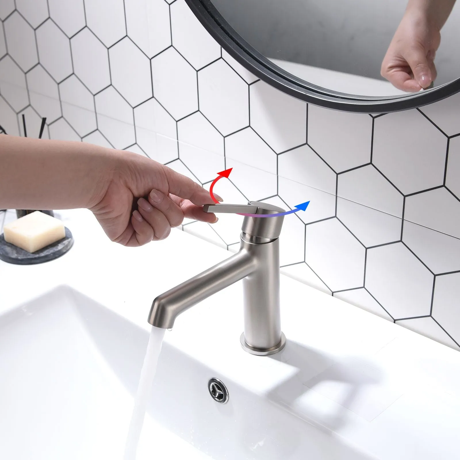 Modern Geometric Sink Faucet with Slim Handle & Extended Spout