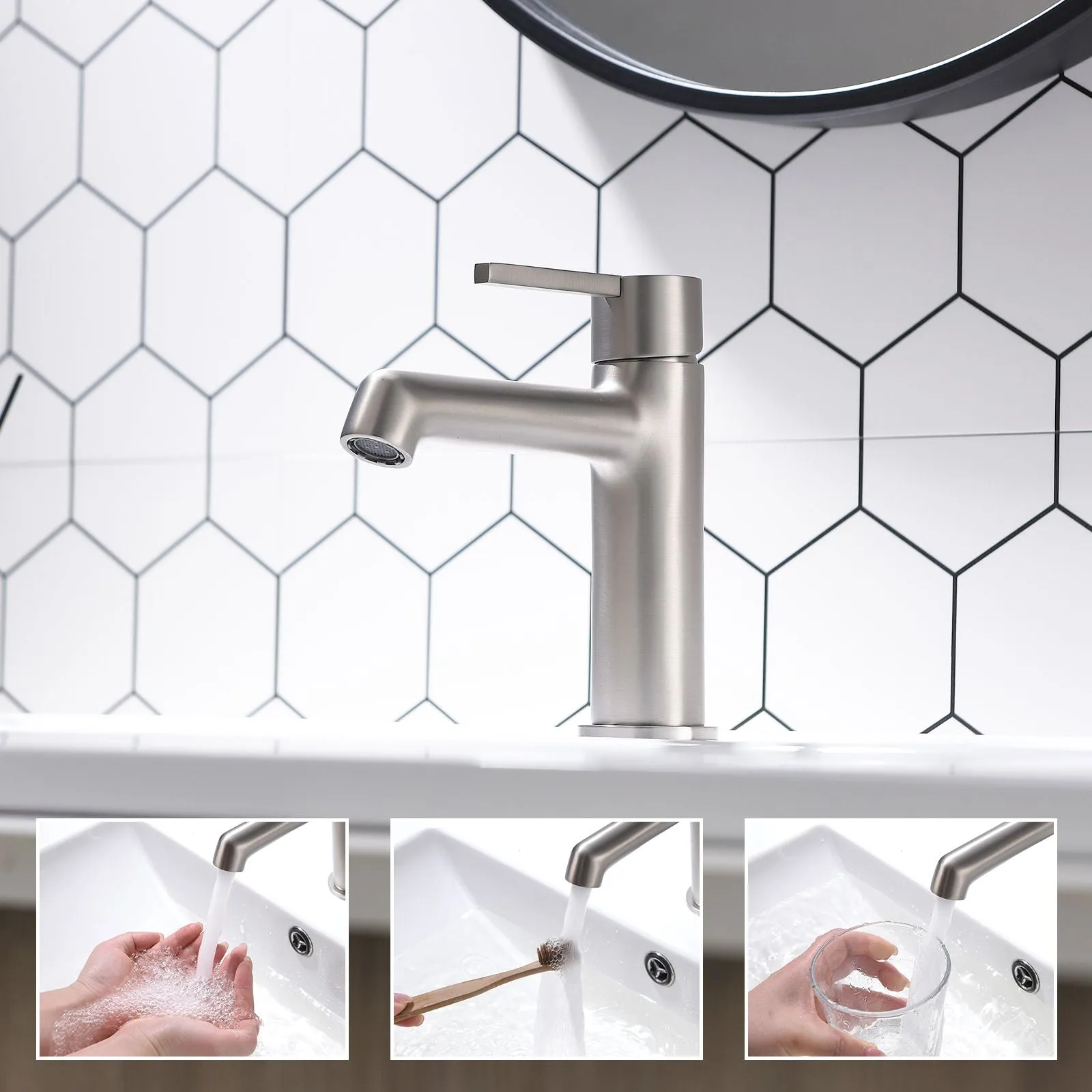 Modern Geometric Sink Faucet with Slim Handle & Extended Spout