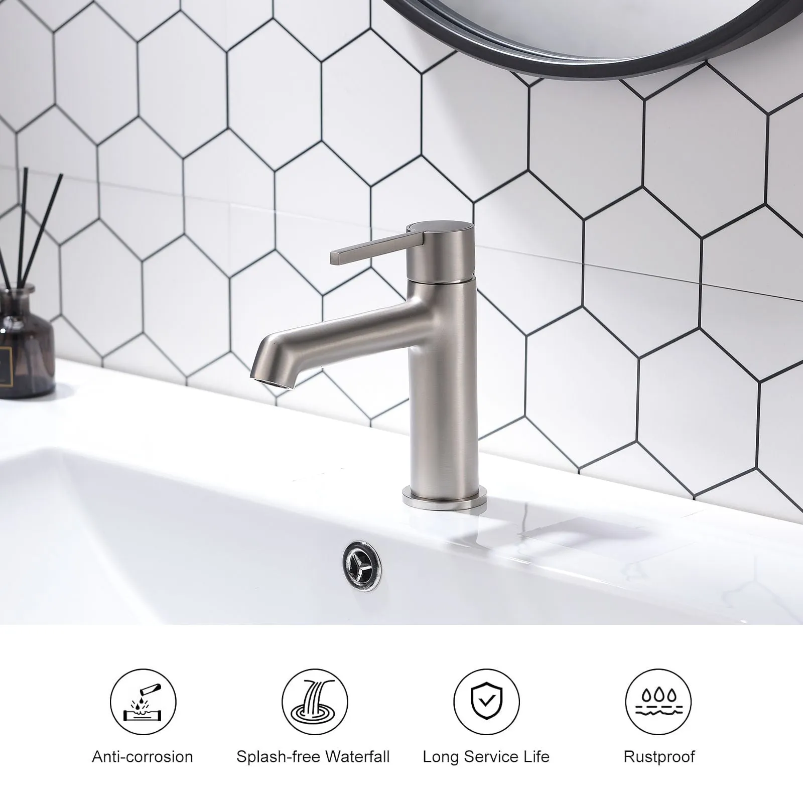 Modern Geometric Sink Faucet with Slim Handle & Extended Spout