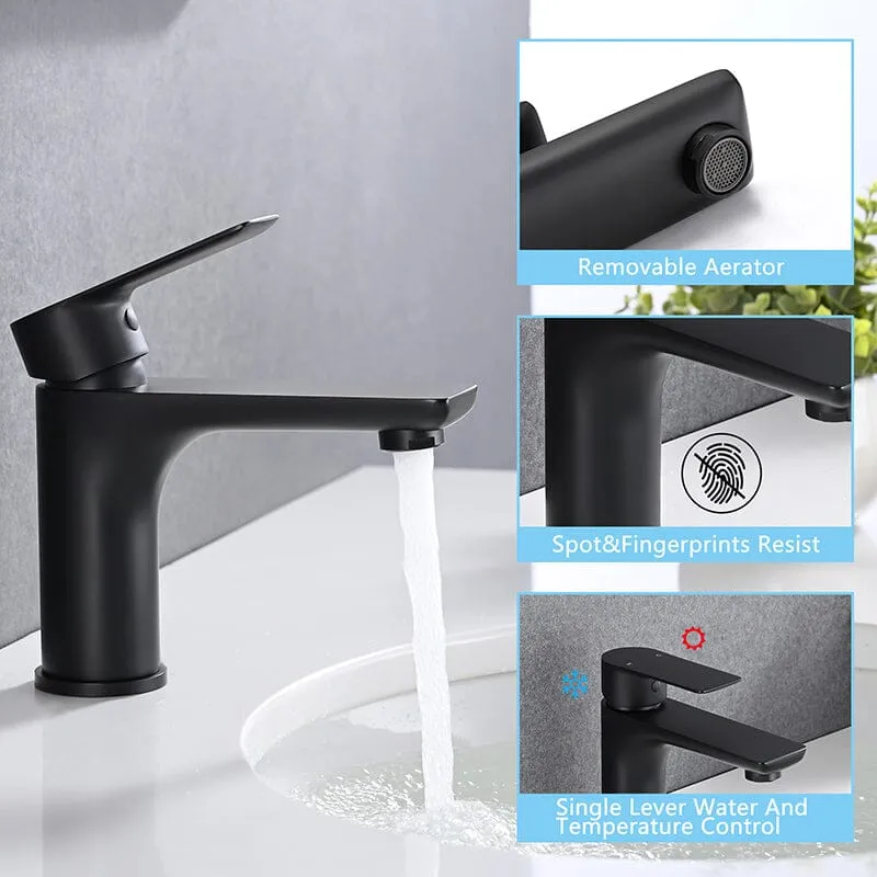 Modern Single Hole Bathroom Sink Faucet Single Handle Solid Brass