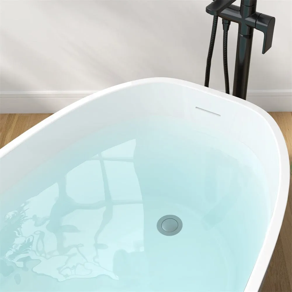 Mokleba 63" Acrylic End Drain Freestanding Tub with Pop-up Drain