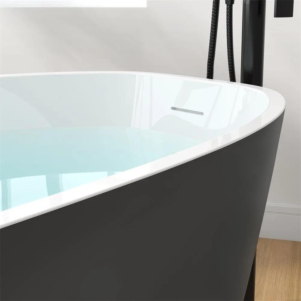 Mokleba 63" Acrylic End Drain Freestanding Tub with Pop-up Drain