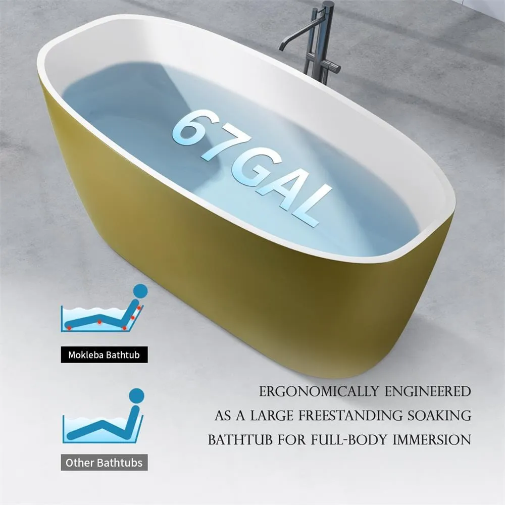 Mokleba 63" Acrylic End Drain Freestanding Tub with Pop-up Drain