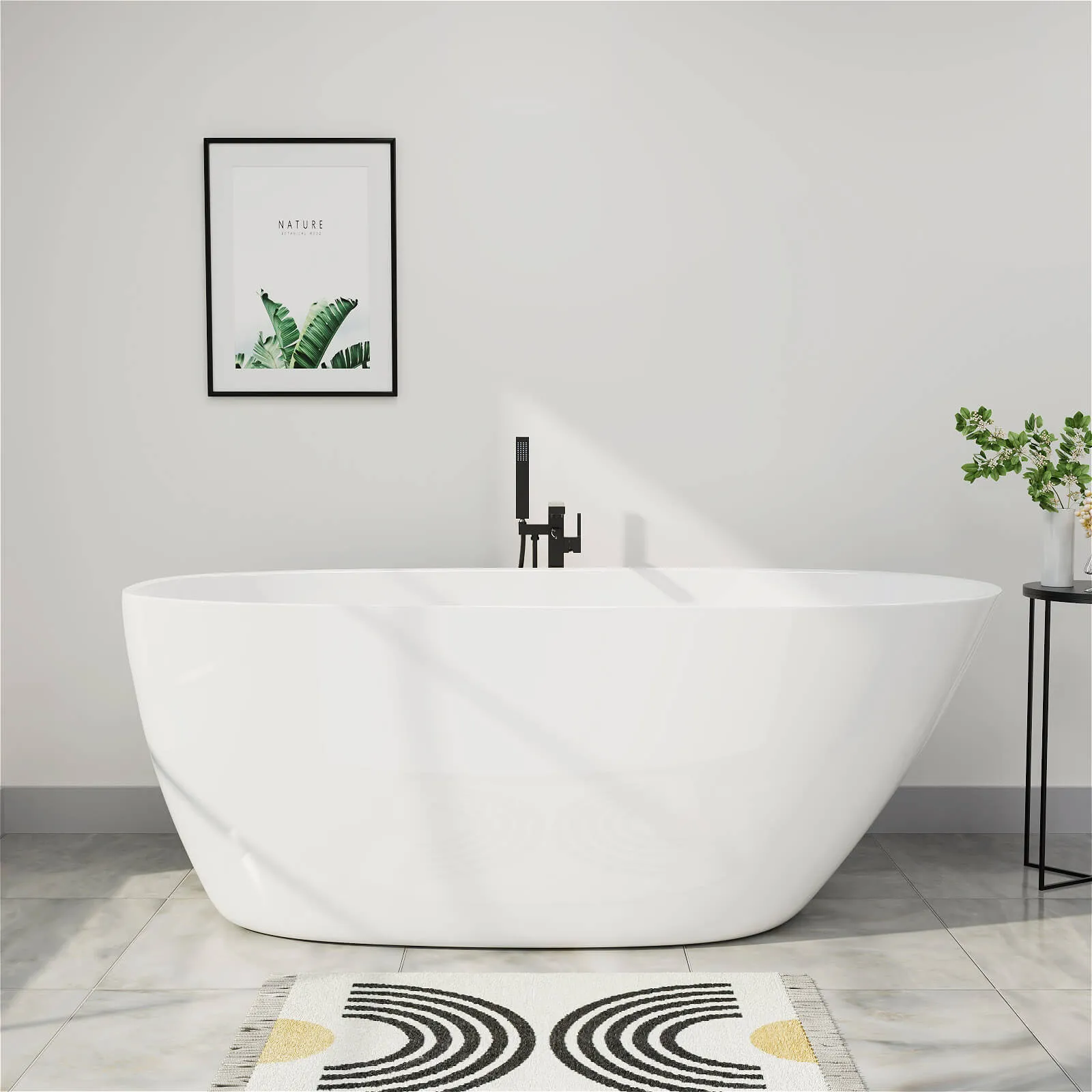 Mokleba 63" Acrylic End Drain Freestanding Tub with Pop-up Drain