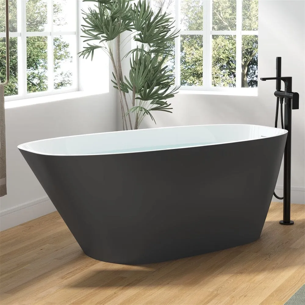 Mokleba 63" Acrylic End Drain Freestanding Tub with Pop-up Drain