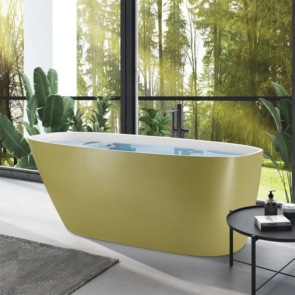 Mokleba 63" Acrylic End Drain Freestanding Tub with Pop-up Drain