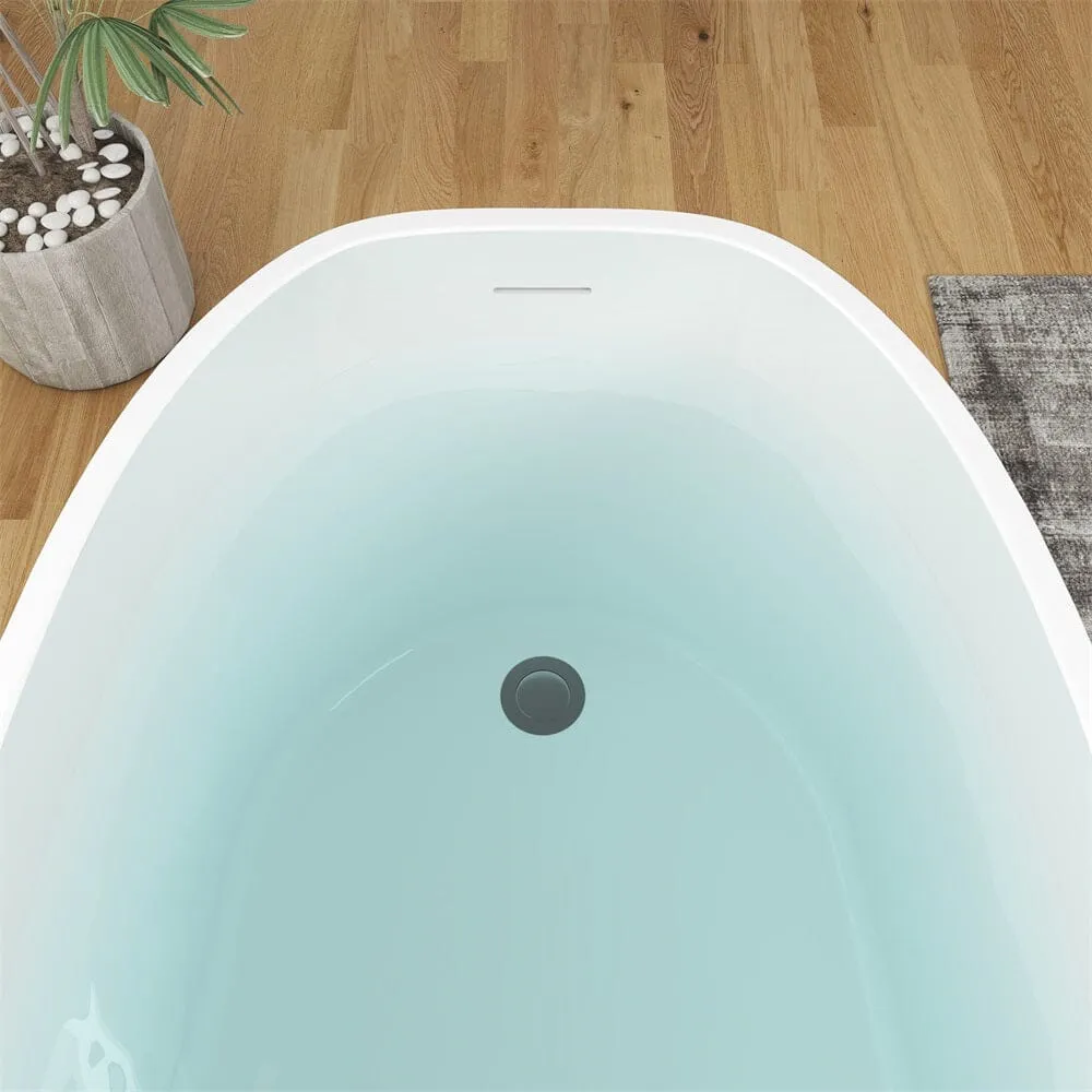 Mokleba 63" Acrylic End Drain Freestanding Tub with Pop-up Drain