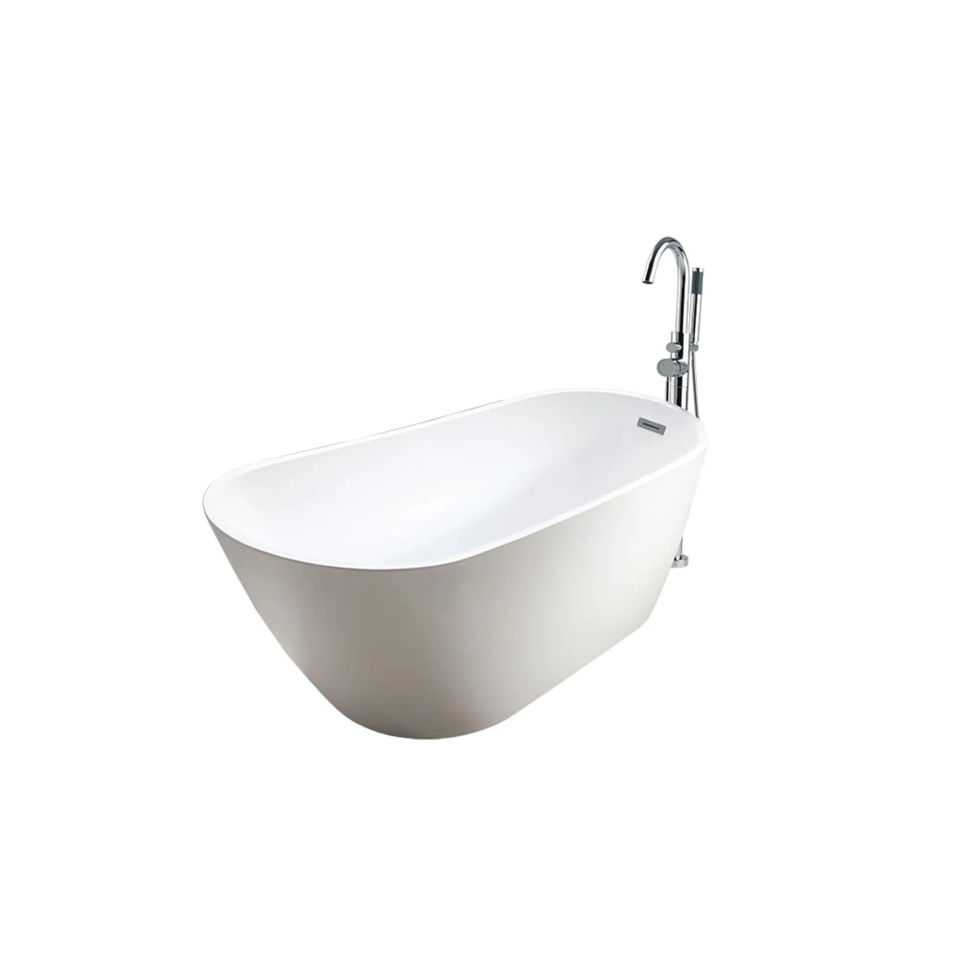 NEPTUNE -Malaga 66" x 32" AFR Acrylic Freestanding End Drain Bathtub in White