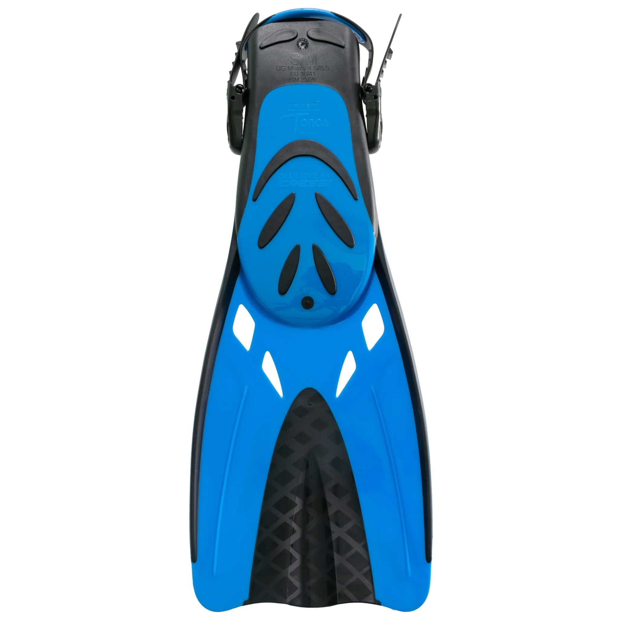 Open Box Cressi Tonga Short Open Heel Fins - Black/Blue - Large/X-Large