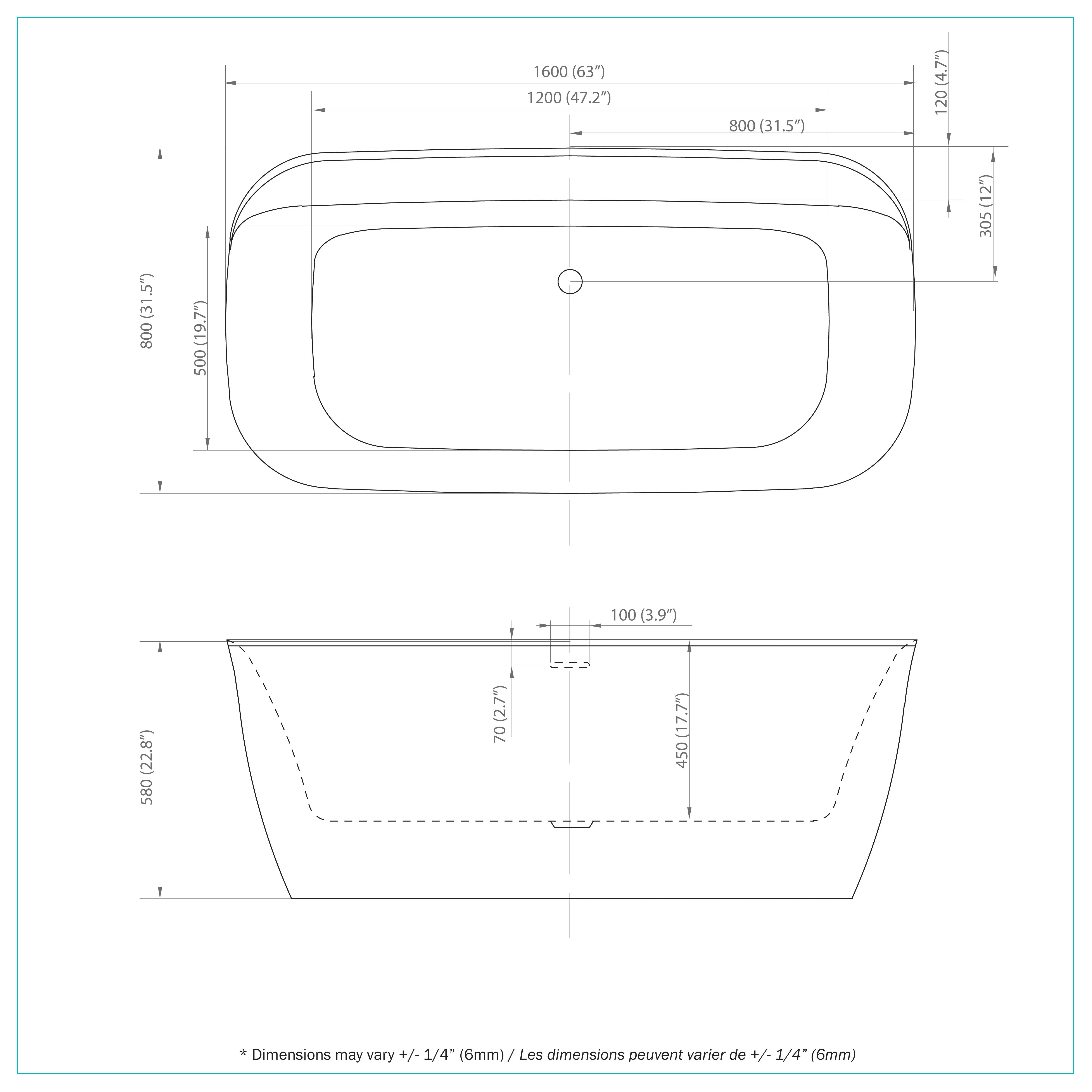 Panya-63-BLK Freestanding Bathtub